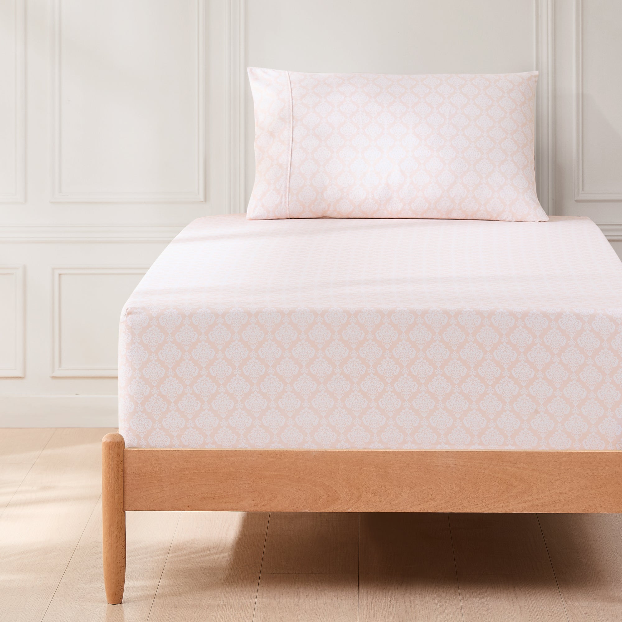Luxury Romer Damask Sheet Set - 100% Cotton, King Size, Wrinkle-Free - Perfect for Master Bedroom, Guest Room & Hotel Use
