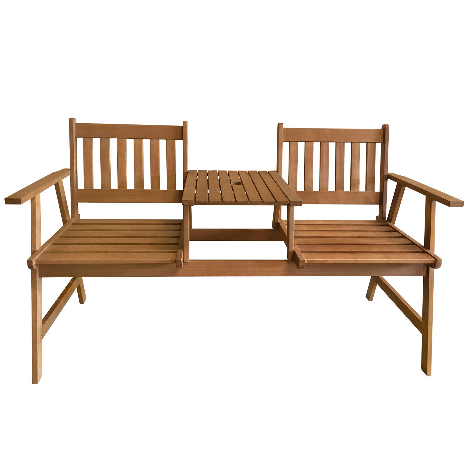**Acacia Wood Outdoor Patio Bench with Table - Durable Garden Bench for Pool, Beach, Backyard, Balcony, Porch & Deck - Perfect for Relaxing, Lounging & Outdoor Gatherings**