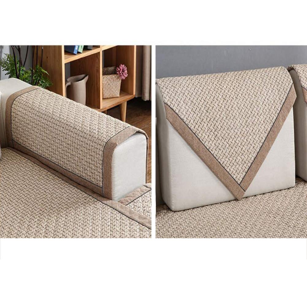 Non-Slip Thick Linen Sofa Cover - Washable One-Piece Sectional Couch Protector for Pets & Kids, Brown 90x120cm (35x47in) - Perfect for Living Room Furniture Protection
