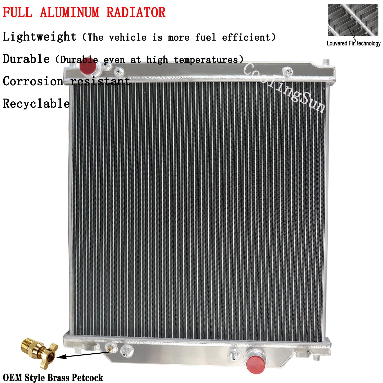 2003-2007 Ford F250 F350 F450 F550 Super Duty 6.0L Powerstroke Turbo Diesel Aluminum Radiator Kit - 2 Row with Electric Fan Shroud & Thermostat - Heavy Duty Cooling for Towing & Off-Road Performance