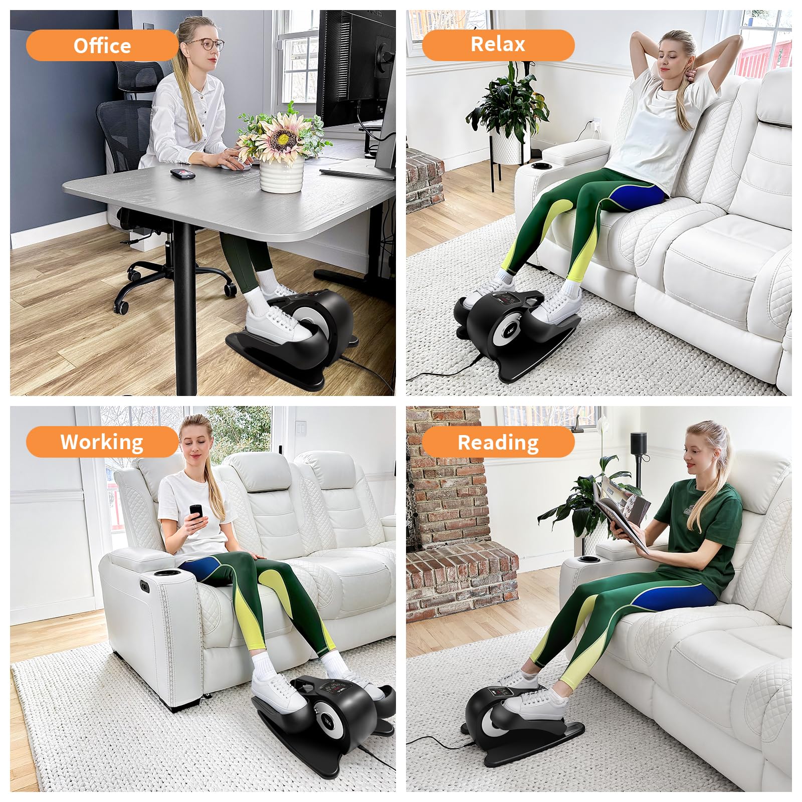 Under Desk Elliptical Machine - Adjustable Speed Quiet Mini Pedal Exerciser for Seniors & Adults with Remote Control | Portable Seated Elliptical Trainer for Home, Office & Workout Use