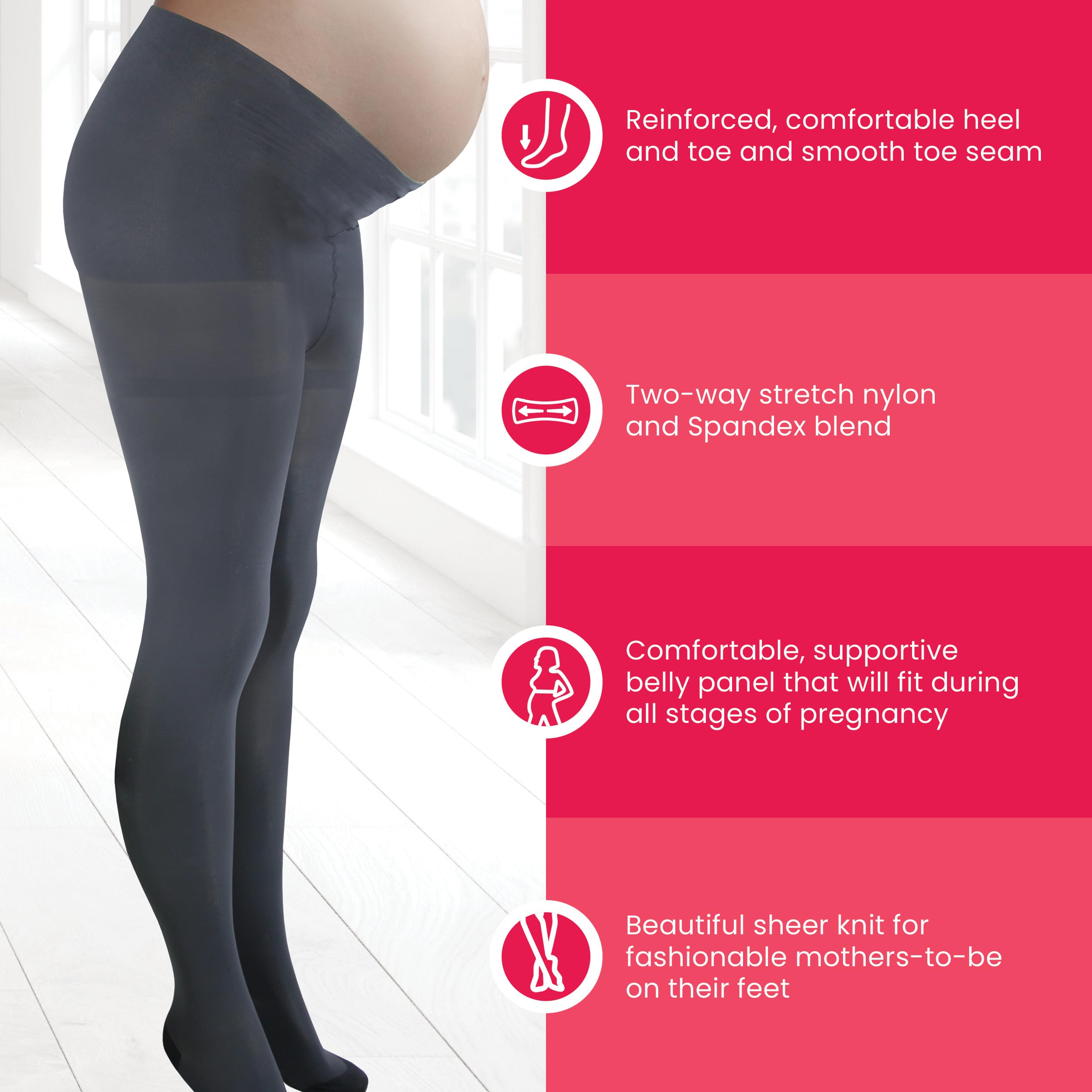 Preggers by Therafirm Maternity Support Tights - 20-30mmHg Moderate Compression Stockings for Pregnancy, Swelling & Circulation - Perfect for Work, Travel & Everyday Comfort