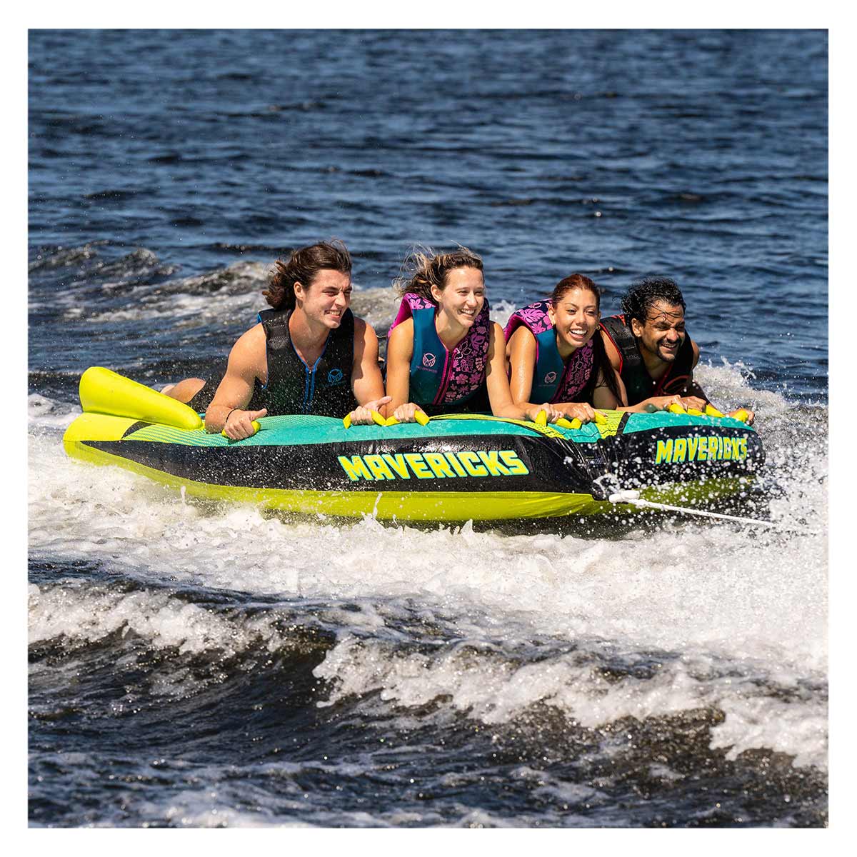 HO Sports Mavericks 4-Person Towable Tube for Boating & Water Sports - High-Speed Inflatable Ride for Lakes & Oceans