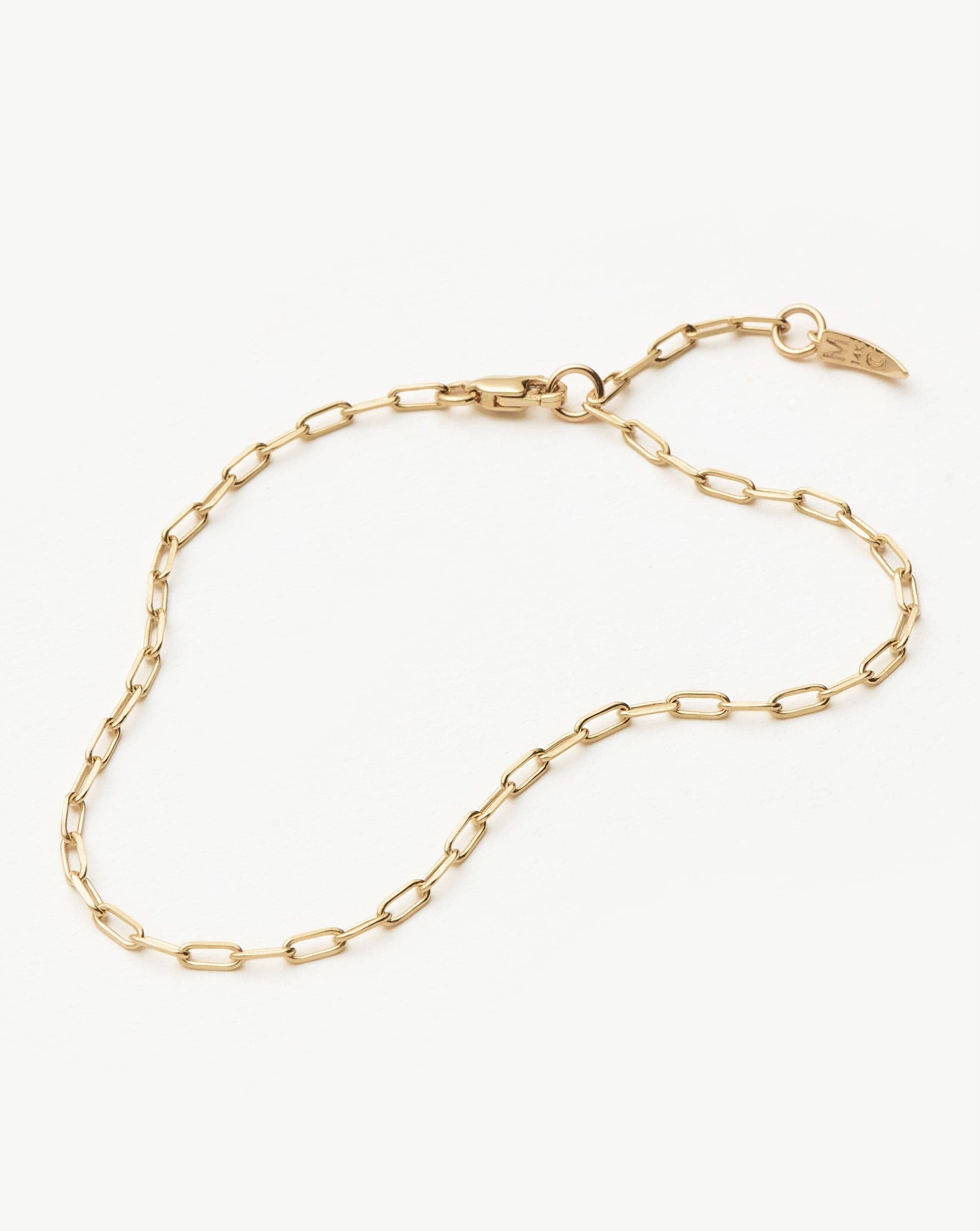 14k Solid Gold Paperclip Chain Bracelet - Classic Minimalist Jewelry for Women | Perfect for Everyday Wear, Layering & Gift Giving