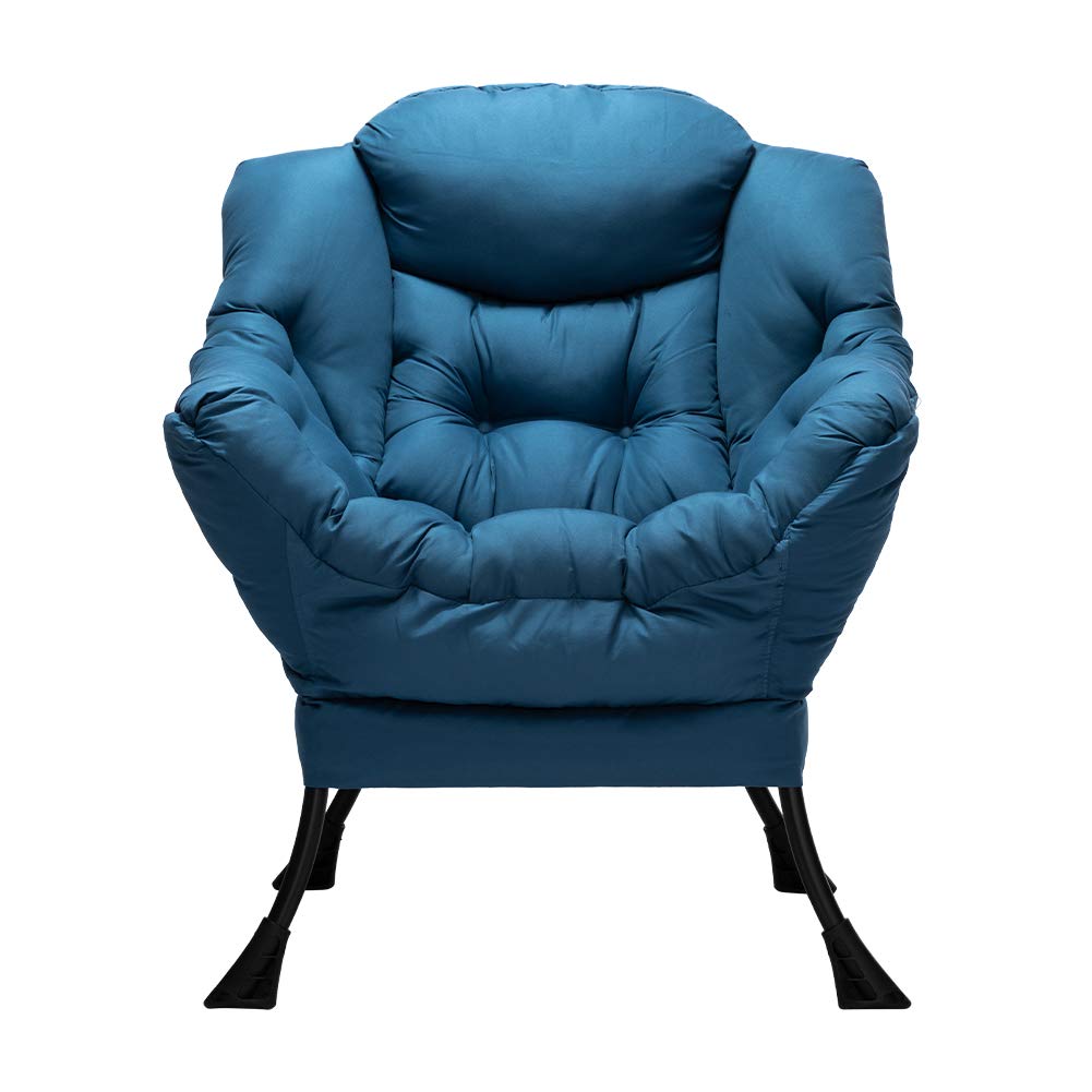 HollyHOME Modern Fabric Oversized Lounge Chair - Thick Padded Comfy Reading Chair with Armrests, Steel Frame Accent Chair for Living Room, Bedroom & Dorm - Navy Blue - Perfect for Relaxing, Reading & Napping in Style