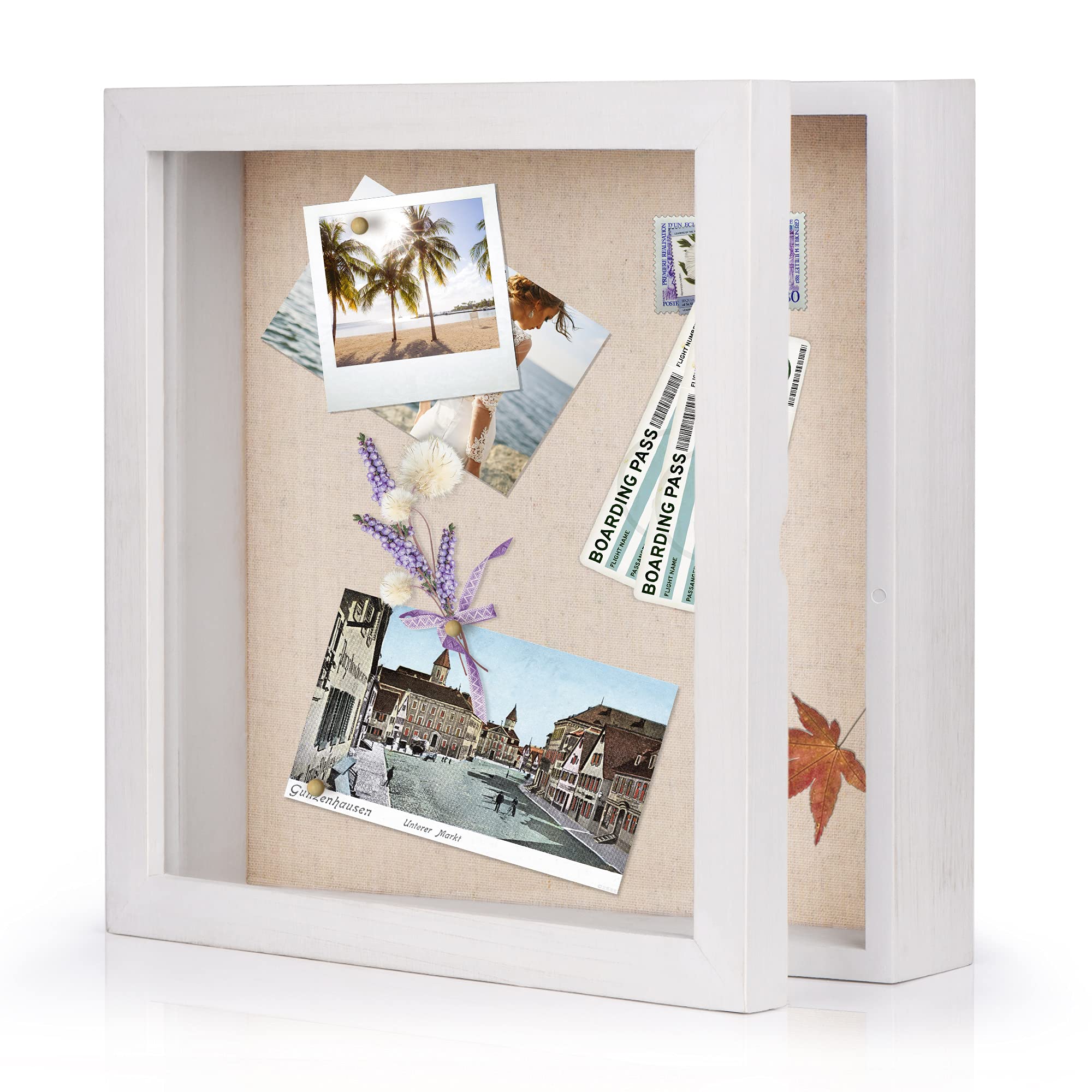 Love-KANKEI 11x11 Shadow Box Frame - Rustic White Display Case for Memorabilia, Awards, Medals & Photos | Perfect for Home Decor, Wedding Gifts & Memory Preservation