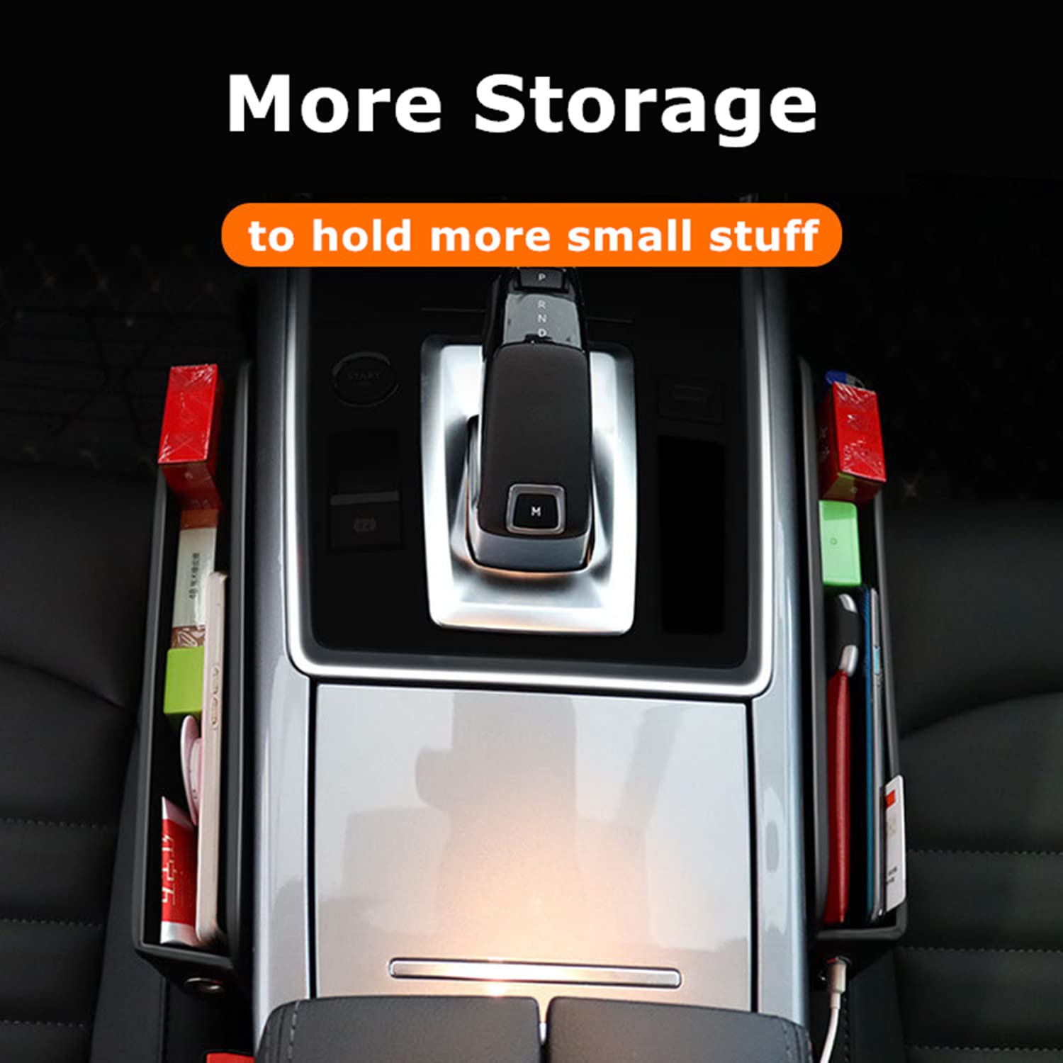 Premium Leather Car Seat Gap Filler Organizer - Universal Storage Blocker for Cars, SUVs & Trucks - 2 Pack - Prevent Items from Falling Between Seats - Perfect for Road Trips & Daily Commutes