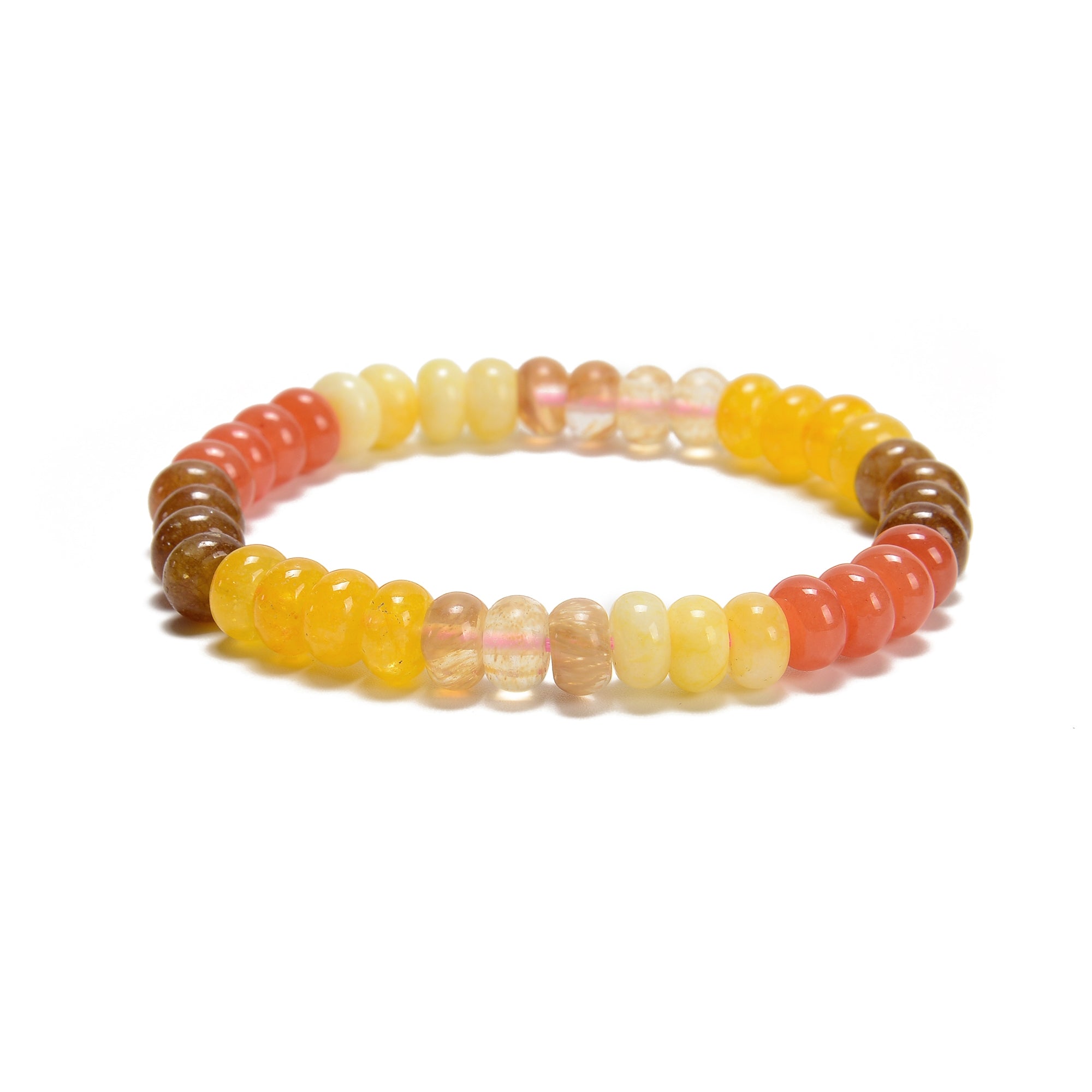 Multi-Color Dyed Jade Smooth Rondelle Beaded Bracelet - 5x8mm Beads, 7.5