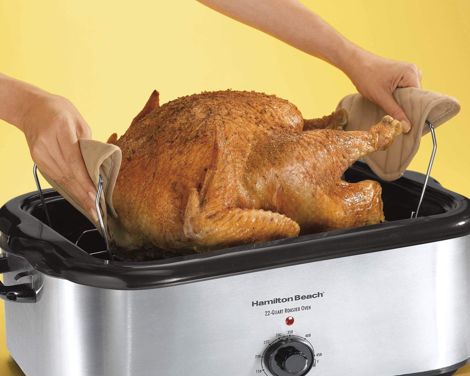 Hamilton Beach 32229 22-Quart Stainless Steel Roaster Oven - Perfect for Holiday Turkey, Large Family Dinners & Catering Events