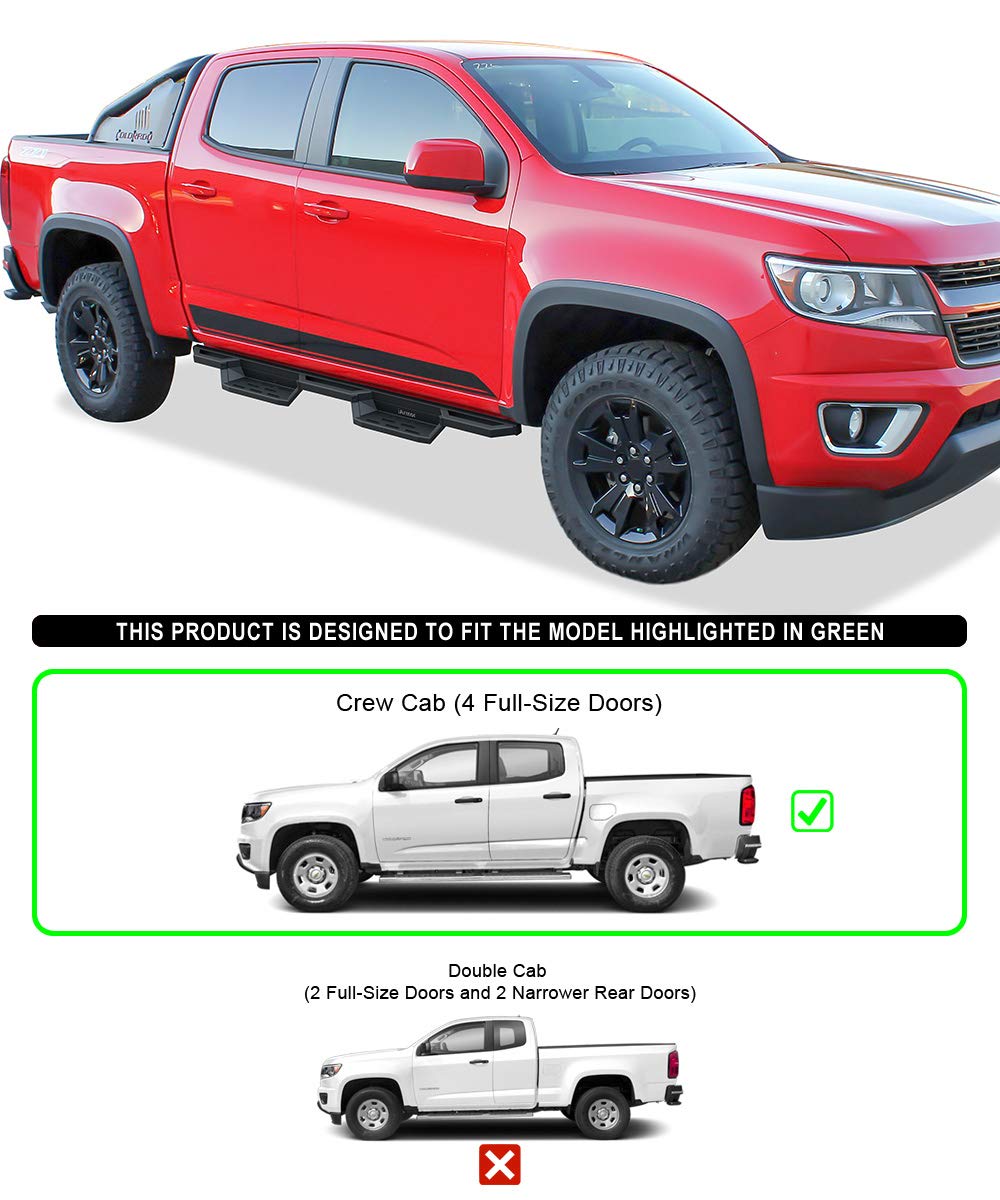 APS Stainless Steel Running Boards for Chevy Colorado & GMC Canyon 2015-2025 Crew Cab - Anti-Slip Pocket Steps Truck Side Steps - Perfect for Off-Roading, Work Trucks & Daily Driving