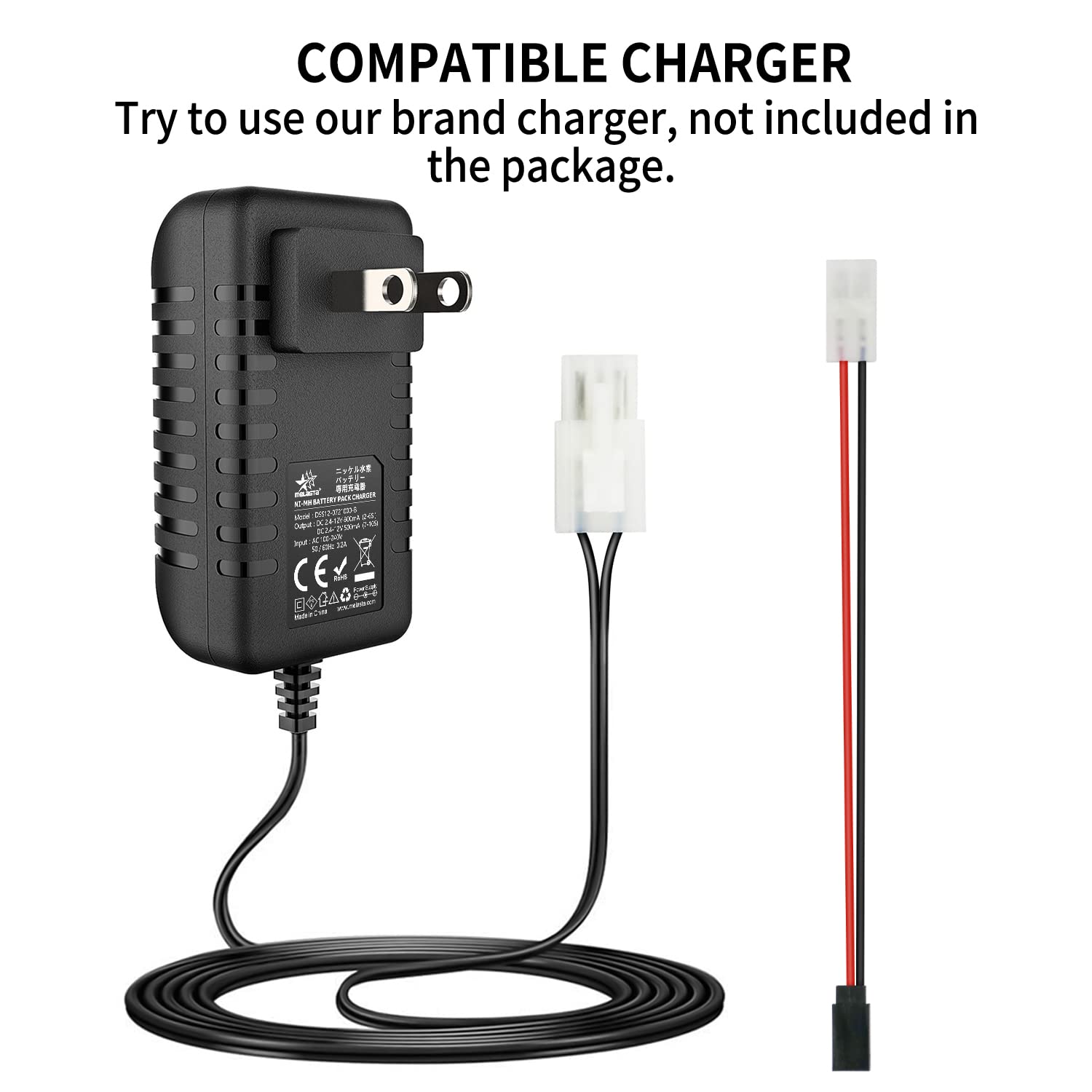 Melasta 2 Pack 4.8V 2000mAh NiMH RC Receiver Battery with Hitec Connectors - Compatible with Futaba RC Airplane Controllers & RC Aircrafts (Includes Tamiya to Hitec Plug, Both Female) - Perfect for RC Hobbyists, Drone Enthusiasts and Remote Control Aircraft Maintenance