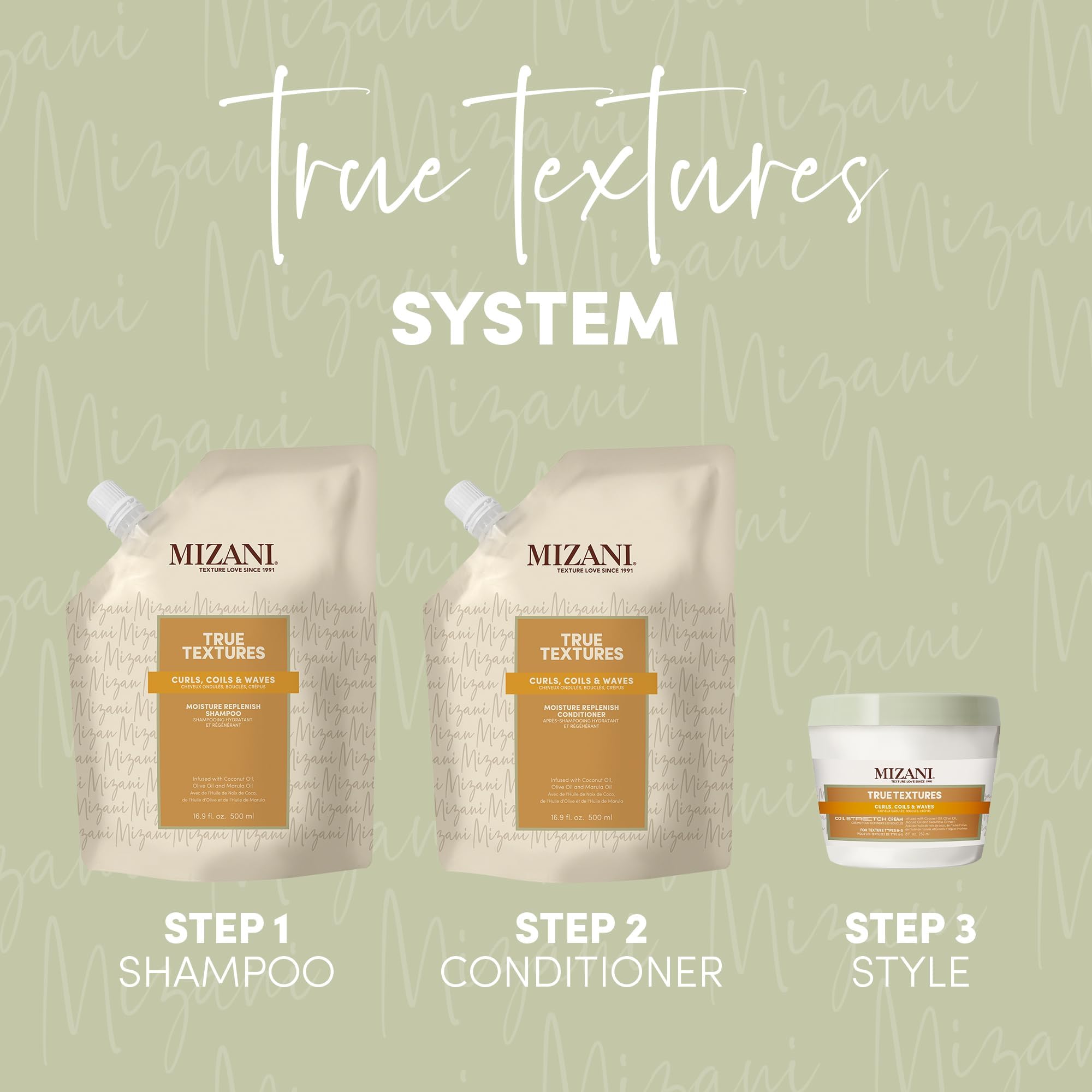 Mizani True Textures Cream Cleansing Conditioner with Coconut Oil - Sulfate & Paraben Free for Curly Hair - Hydrating & Detangling for Natural Curls & Coils - Perfect for Wash Day & Daily Hair Care Routine