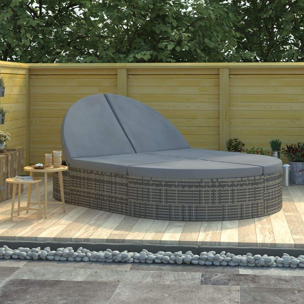 2-Person PE Rattan Patio Chaise Lounge Chair with Cushions - Outdoor Sun Lounger for Poolside, Garden & Terrace Relaxation | Weather-Resistant Sunbed for Couples