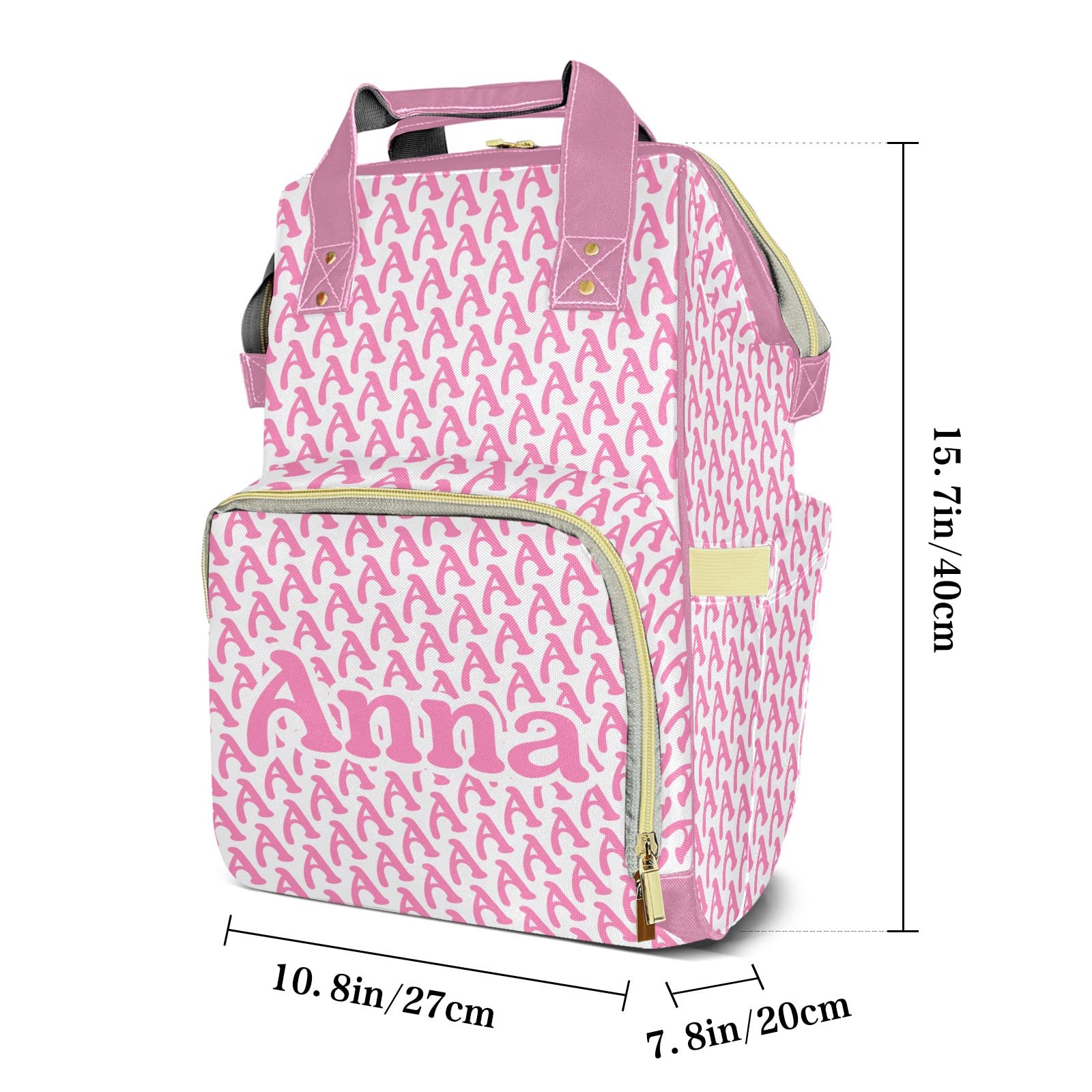 Personalized Pink Letter Print Diaper Backpack with Name - Stylish Nursing Bag for Moms & Dads - Perfect Baby Shower Gift & Travel Essential for New Parents