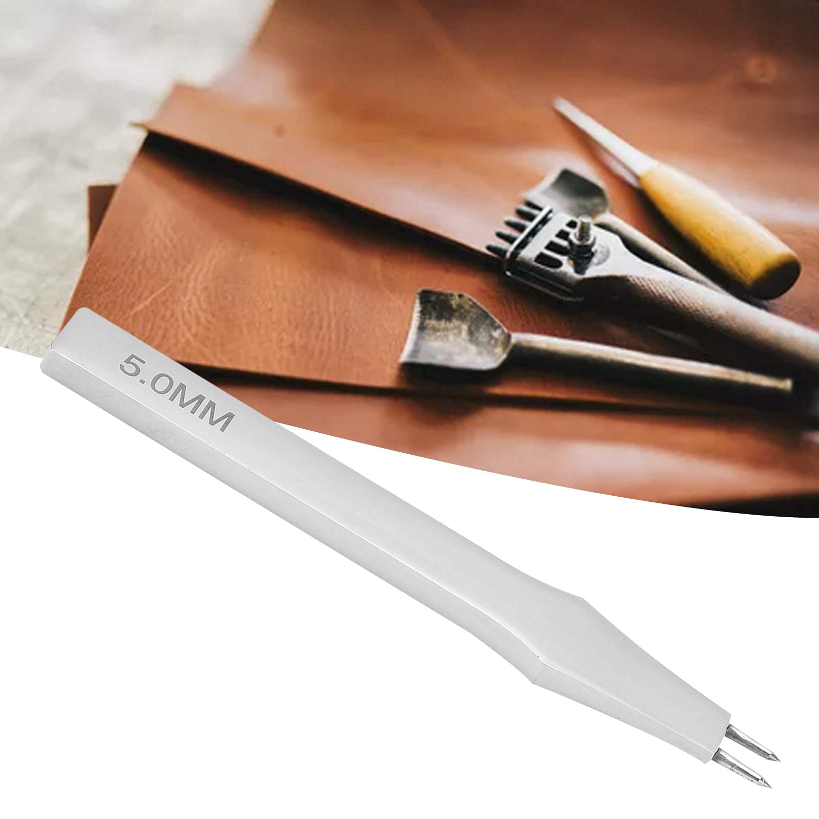 Small Leather Stitching Prong - 2 Teeth Steel DIY Leather Punching Tool | Lightweight & Impact Proof | Perfect for Leather Crafting, Bookbinding & Shoe Repair