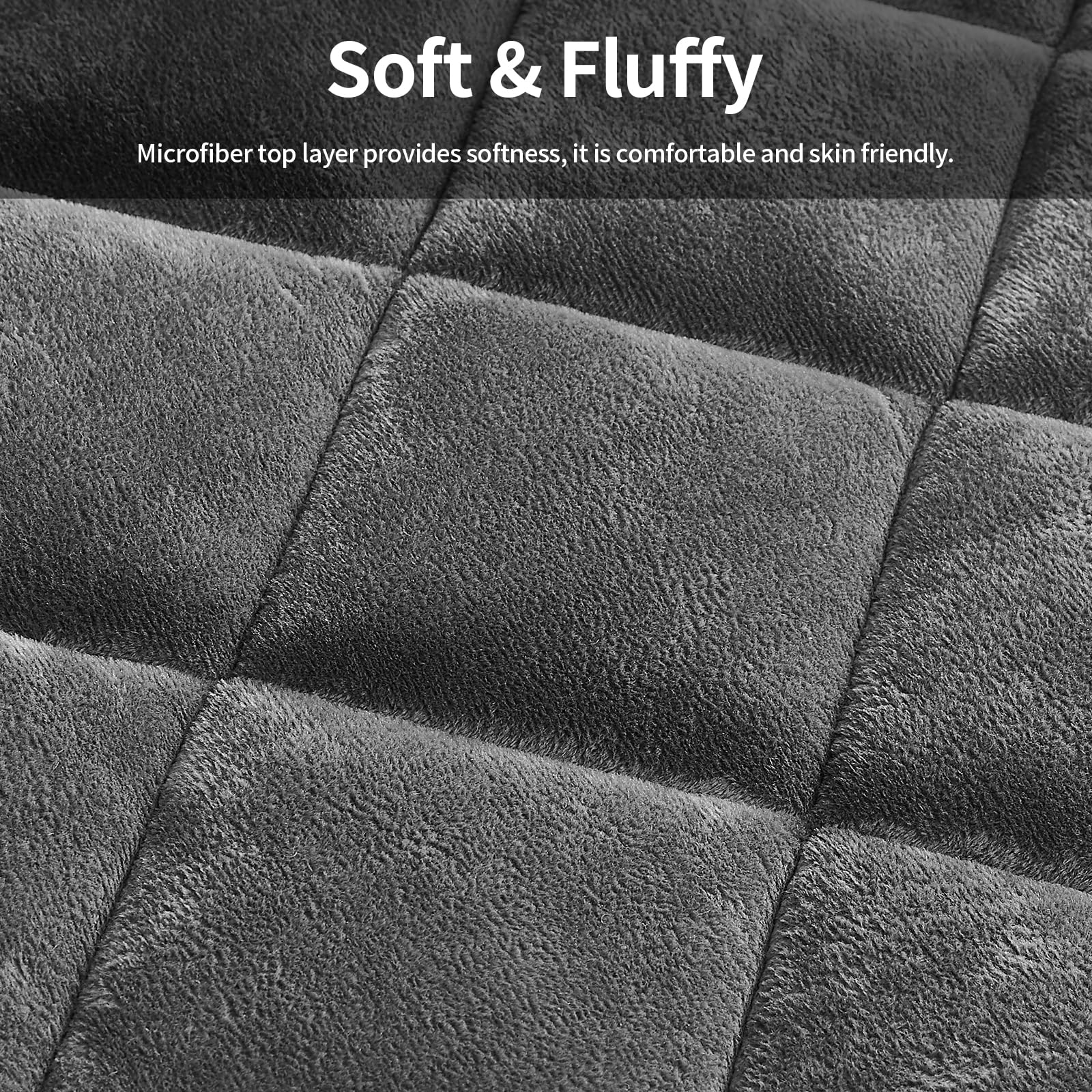 Luxury Velvet Soft Fluffy Mattress Topper Queen Size - Breathable & Noiseless Mattress Protector Cover with 18 Inch Deep Pocket - Premium Gray Bedding for Ultimate Comfort & Support - Perfect for Guest Rooms, Dorms & Master Bedrooms