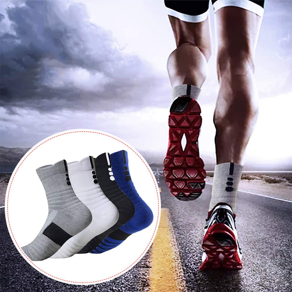 **Breathable Basketball Socks for Men & Women - 4 Pack Thick Compression Crew Socks for Running, Sports & Outdoor Activities - Perfect for Gym, Training & Daily Wear**