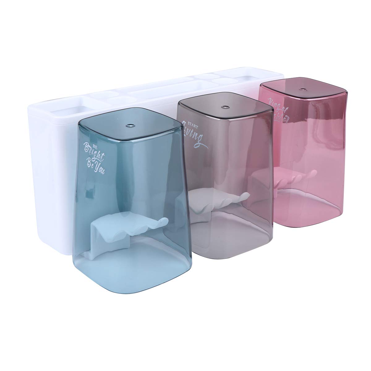 Cabilock Toothpaste & Toothbrush Holder Set - Wall Mount Bathroom Organizer for Toiletries - No Drilling White