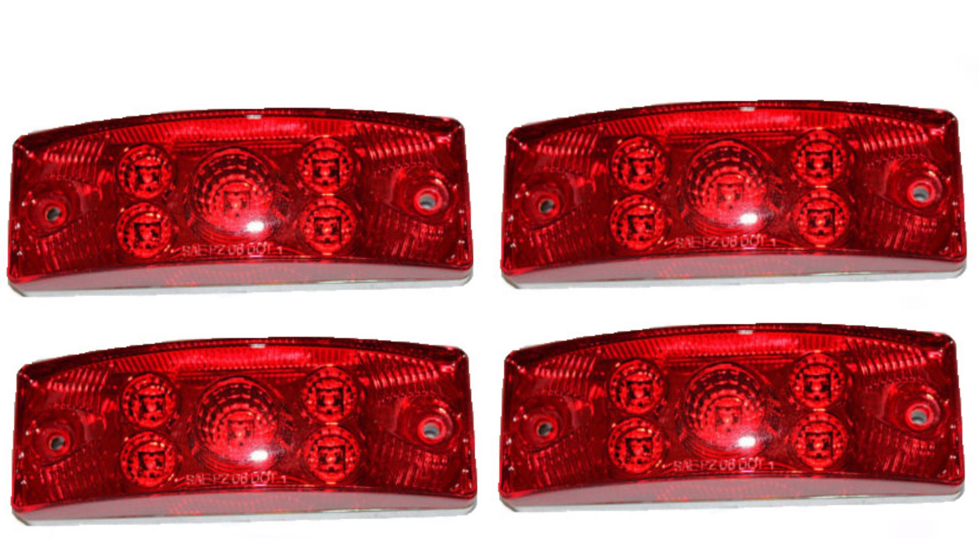 4 LED 6 Inch Red Rectangular Clearance Side Marker Lights for Trucks & Trailers - Waterproof, DOT Approved (KL15113R) - Ideal for Semi Trailers, Box Trucks & Commercial Vehicles