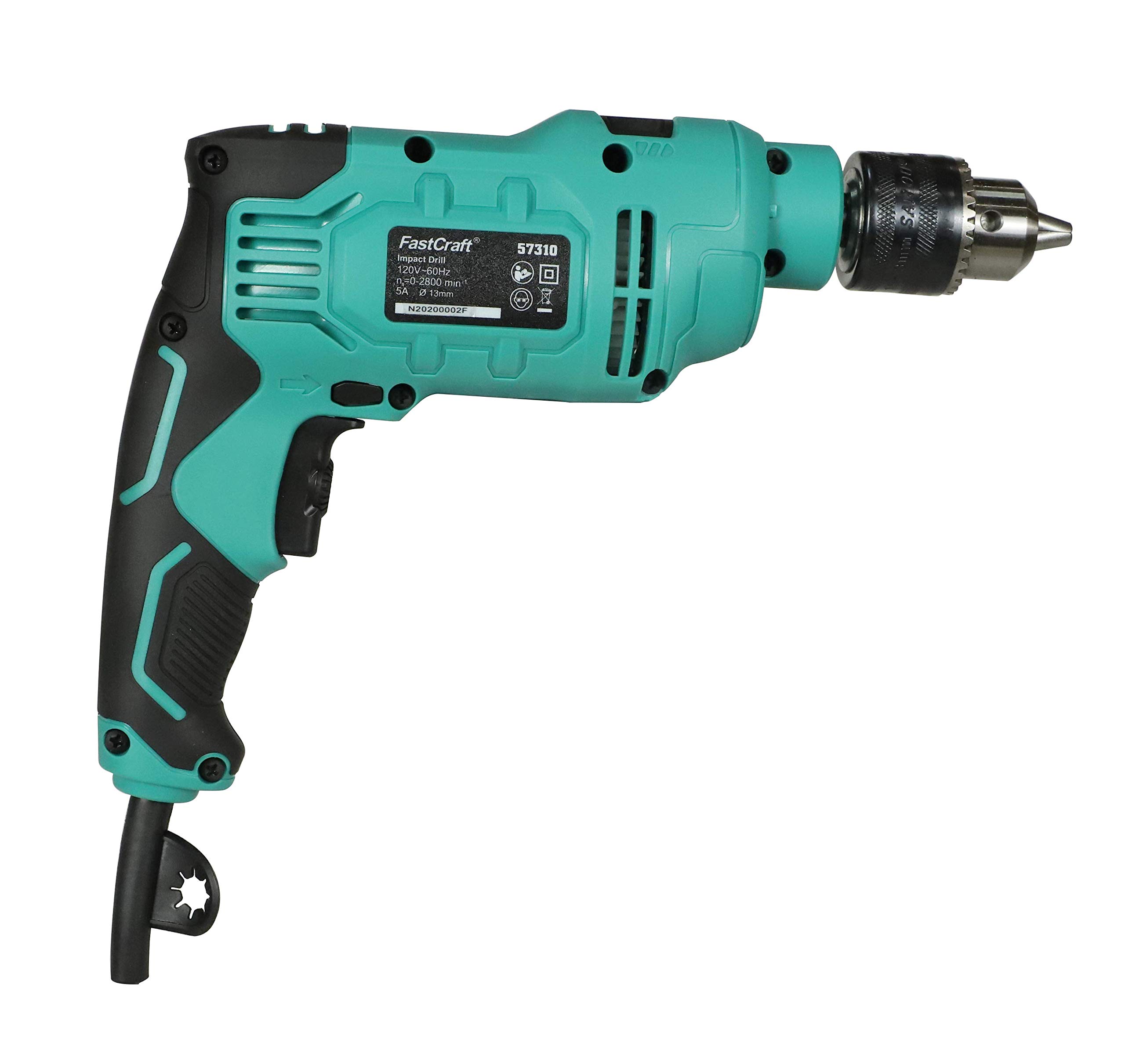 FastCraft Hammer Drill 104pc Bits Set - 9A Peak Power 1/2-inch Chuck Impact Drill Driver (0-2800RPM, Dual Switch) for Professional & Industrial Use - Perfect for Masonry, Metal, Wood & Concrete Drilling