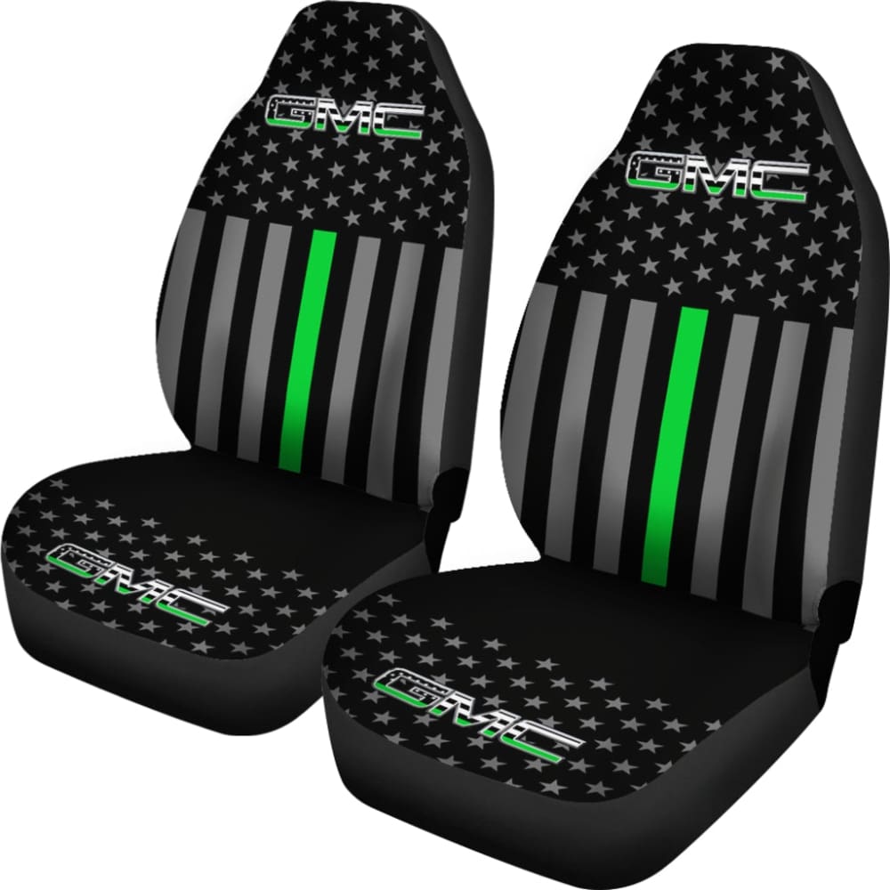 American Flag Car Seat Covers with Thin Green Line - Compatible with GMC 212601 - Patriotic Accessories for Trucks & SUVs - Perfect for Police Supporters, Veterans & Patriotic Drivers