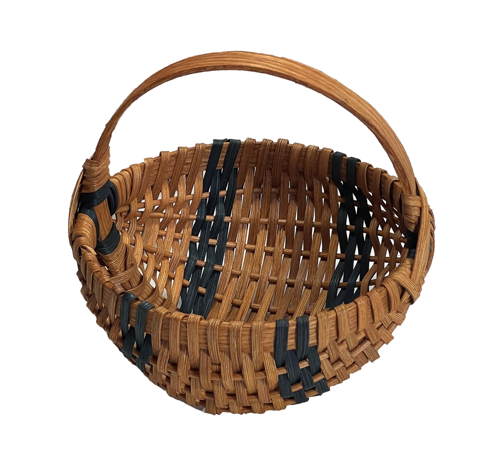 Large Handmade Amish Woven Melon Basket - Blue Egg Gathering & Storage Basket for Farm Fresh Produce, Picnics & Home Decor