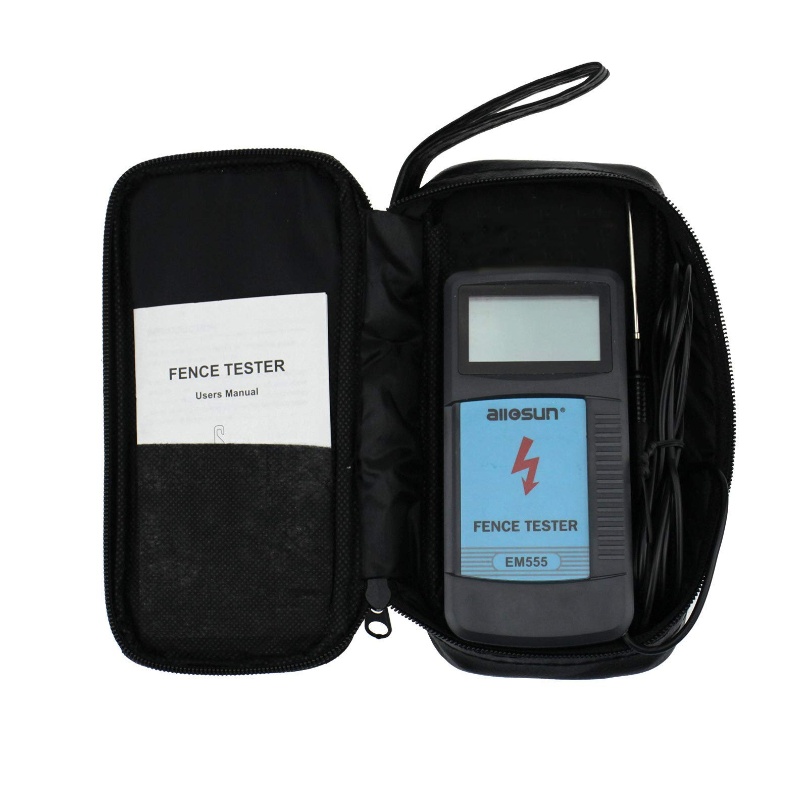 ALLOSUN Digital Electric Fence Voltage Tester - High Precision 9.9kV Fault Finder with LED Display (Blue, Model EM555) - Perfect for Farm Fencing, Livestock Protection & Perimeter Security