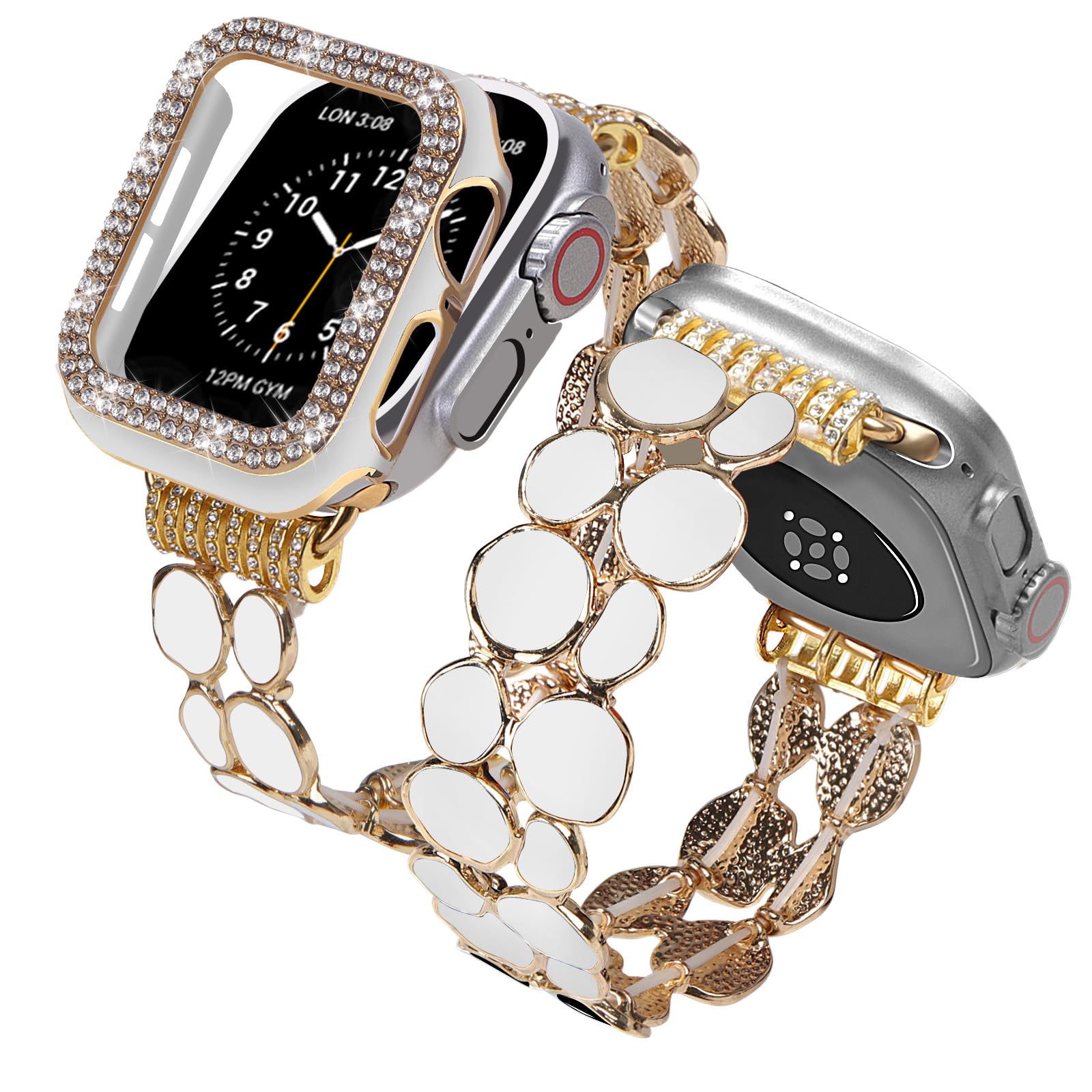 VIQIV Bling Apple Watch Band for Women - Stainless Steel Metal Stretch Bracelet Compatible with 38mm/40mm/41mm/42mm/44mm/45mm (Series 9/8/7/6/5/4/3/2/1/SE) - Elegant Dressy Wristband for Daily Wear & Special Occasions