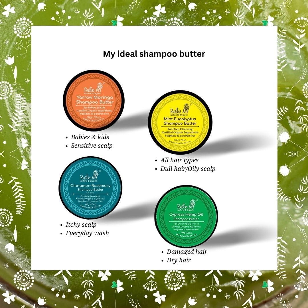 Organic Cypress Hemp Oil Shampoo Butter for Dry Damaged Hair Repair - Sulfate Paraben Silicone Free Natural Hair Care for Women & Men - 50g Deep Moisturizing Treatment for Frizzy Curly Color-Treated Hair at Home Salon