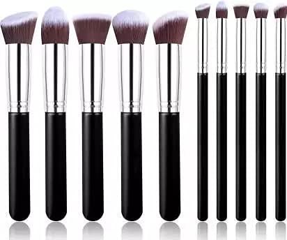 10 Pieces Professional Cosmetic Brush Applicator Set - Soft Bristle Makeup Brushes for Foundation, Eyeshadow, Blending - Perfect for Salon, Travel & Home Makeup Kit