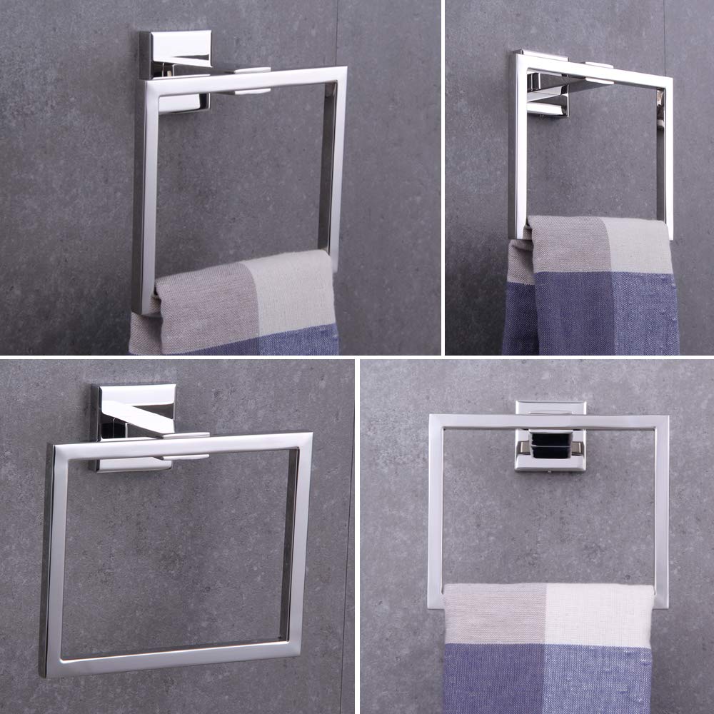 BEIGEEWY Stainless Steel Towel Ring Holder - Heavy Duty 304 SUS Wall Mounted for Bathroom, Kitchen, Garage - Polished Finish - Perfect for Hand Towels, Washcloths & Dish Towels - Durable & Stylish Bath Accessory
