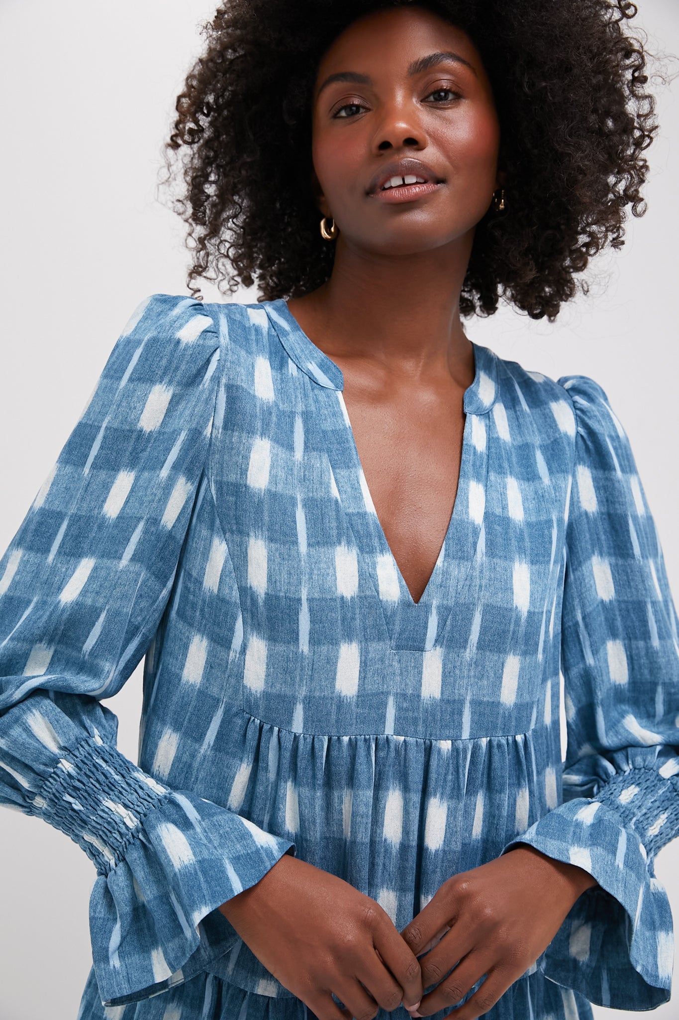 Kenzo Blue Ikat Print Dress - Stylish & Elegant Women's Fashion for Parties, Weddings & Special Occasions