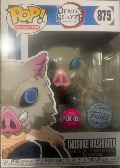 Demon Slayer Inosuke Hashibira Flocked Funko Pop! Vinyl Figure #875 - Exclusive Collectible for Anime Fans & Home Decor