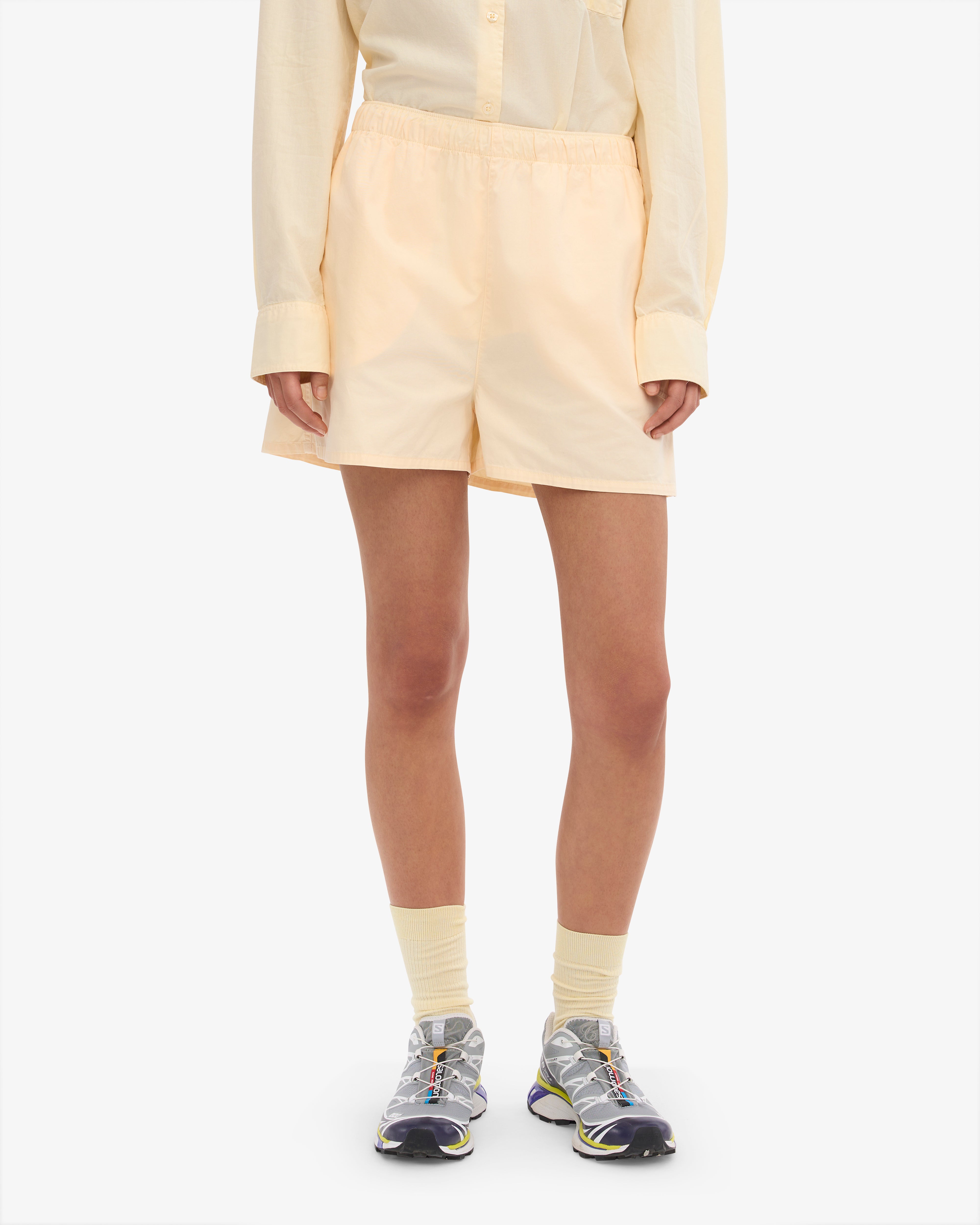 Organic Cotton Twill Shorts for Women - Soft Yellow - Comfortable Casual Wear for Summer & Travel