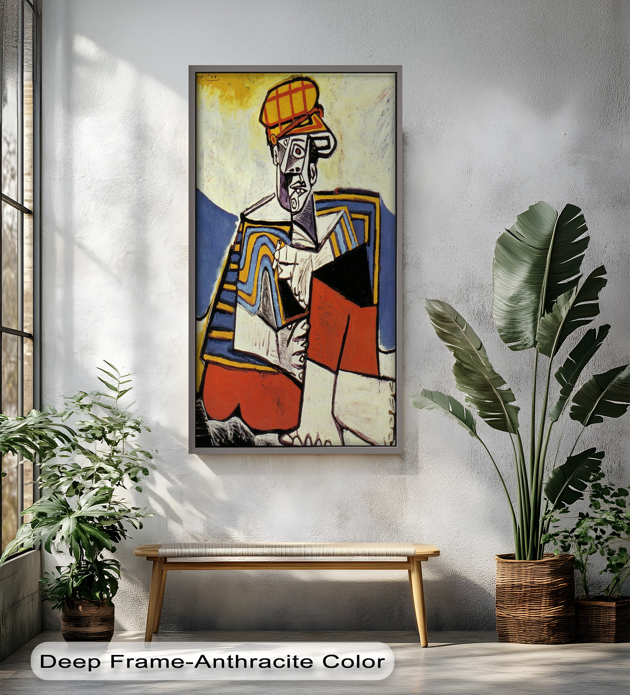 Abstract Man with Cap Wall Art - Cubist Oil Painting for Modern Home & Office Decor | Handmade Canvas Print | Unique Gift Idea for Art Lovers