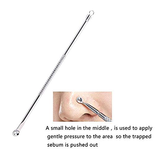 RKPM 4-Piece Stainless Steel Acne Extractor Kit - Blackhead & Blemish Removal Tools with Portable Case for Easy Travel | Professional Skin Care for Face & Body (Silver)
