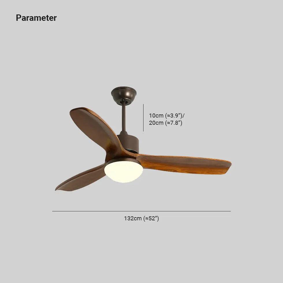 Walnut Color Wooden 3-Blade Ceiling Fan with Light Kit - Perfect for Bedroom, Living Room, and Office Cooling & Lighting