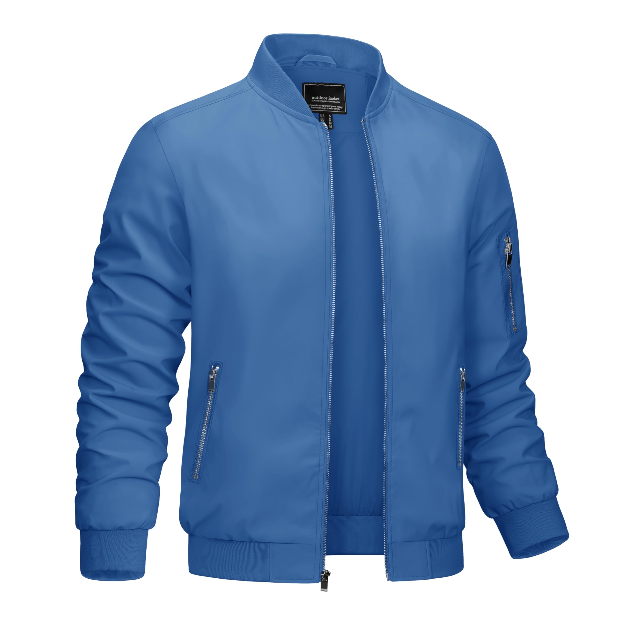 CRYSULLY Men's Lightweight Bomber Jacket - Spring & Fall Windbreaker Coat with Full Zip | Casual Outerwear for Daily Wear, Travel & Outdoor Activities