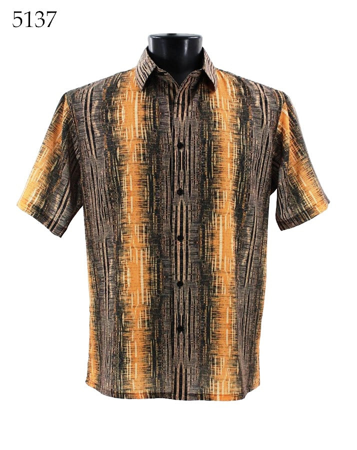 Bassiri Men's Casual Short Sleeve Shirt 5137 - Breathable Cotton Comfort Fit Button Down Top for Summer, Work & Outdoor Activities
