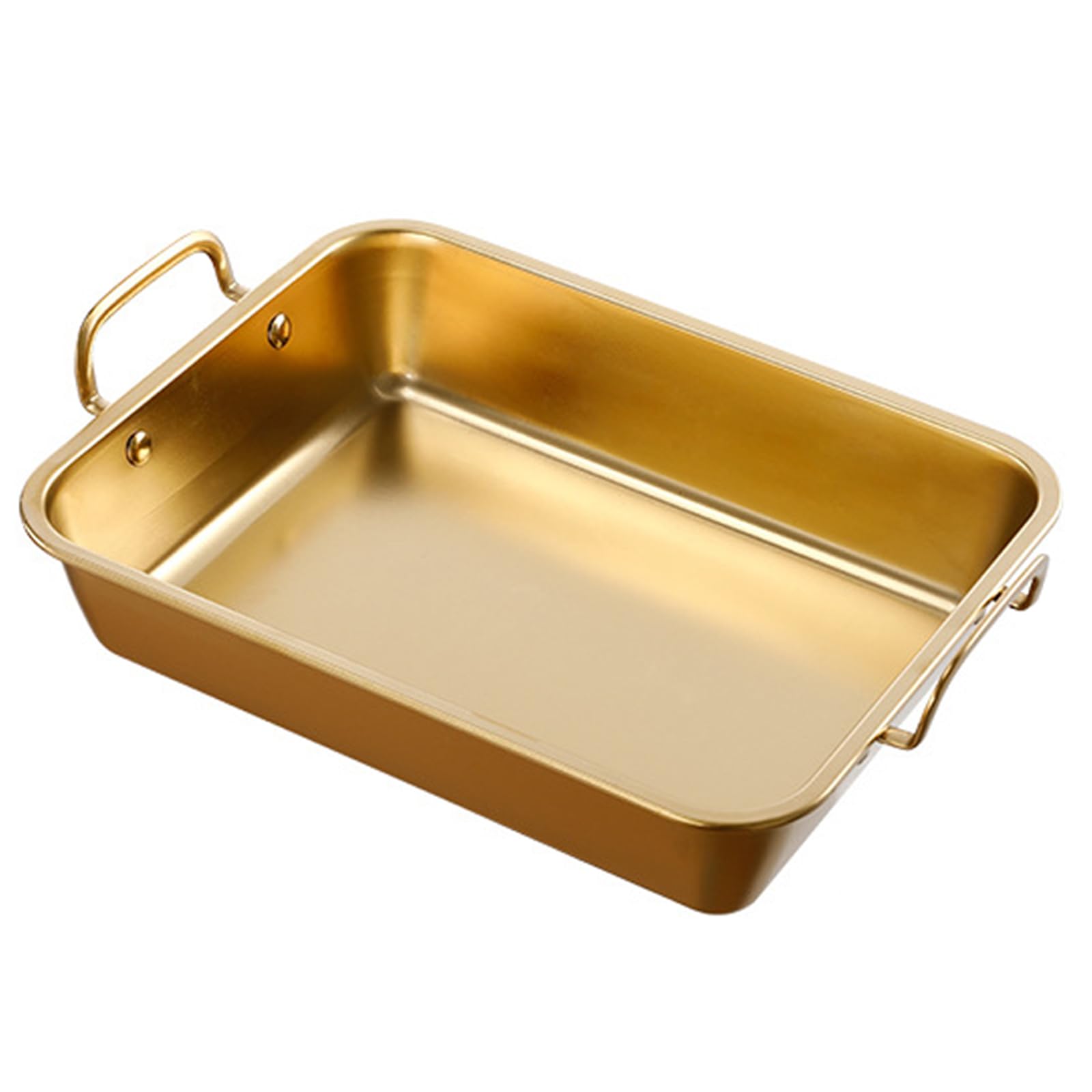 SvRite Stainless Steel Rectangular Roasting Pan with Handles - Oven & Dishwasher Safe Baking Tray for Turkey, Chicken, Fish, Lasagna (30cm, Gold) | Perfect for Holiday Cooking, Family Dinners & Party Serving