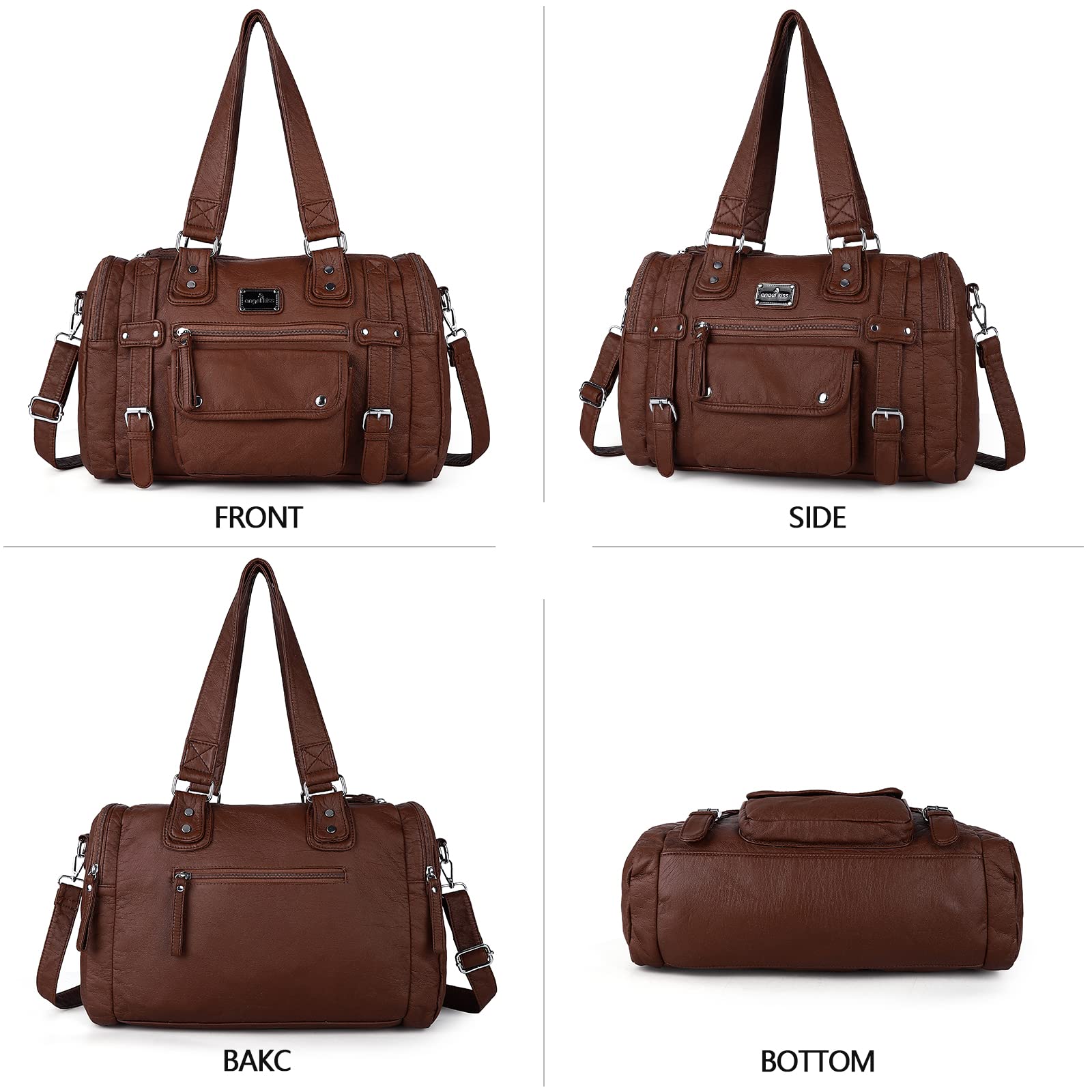Angelkiss Women's Soft Leather Handbags - Hobo, Satchel, Shoulder & Tote Bags for Work, Travel & Everyday Use | Crossbody Purse & Fashion Accessories