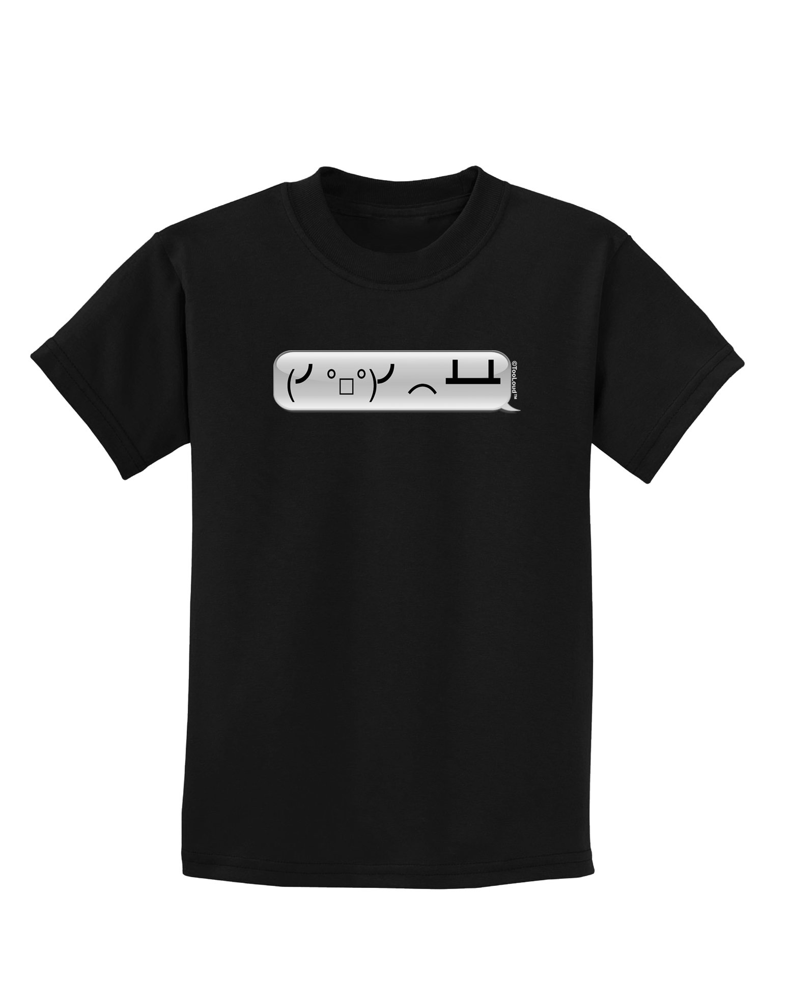 TooLoud Table Flip Text Bubble Kids Dark T-Shirt - Funny Rage Comic Meme Tee for Boys & Girls - Perfect for Gaming, School & Everyday Wear