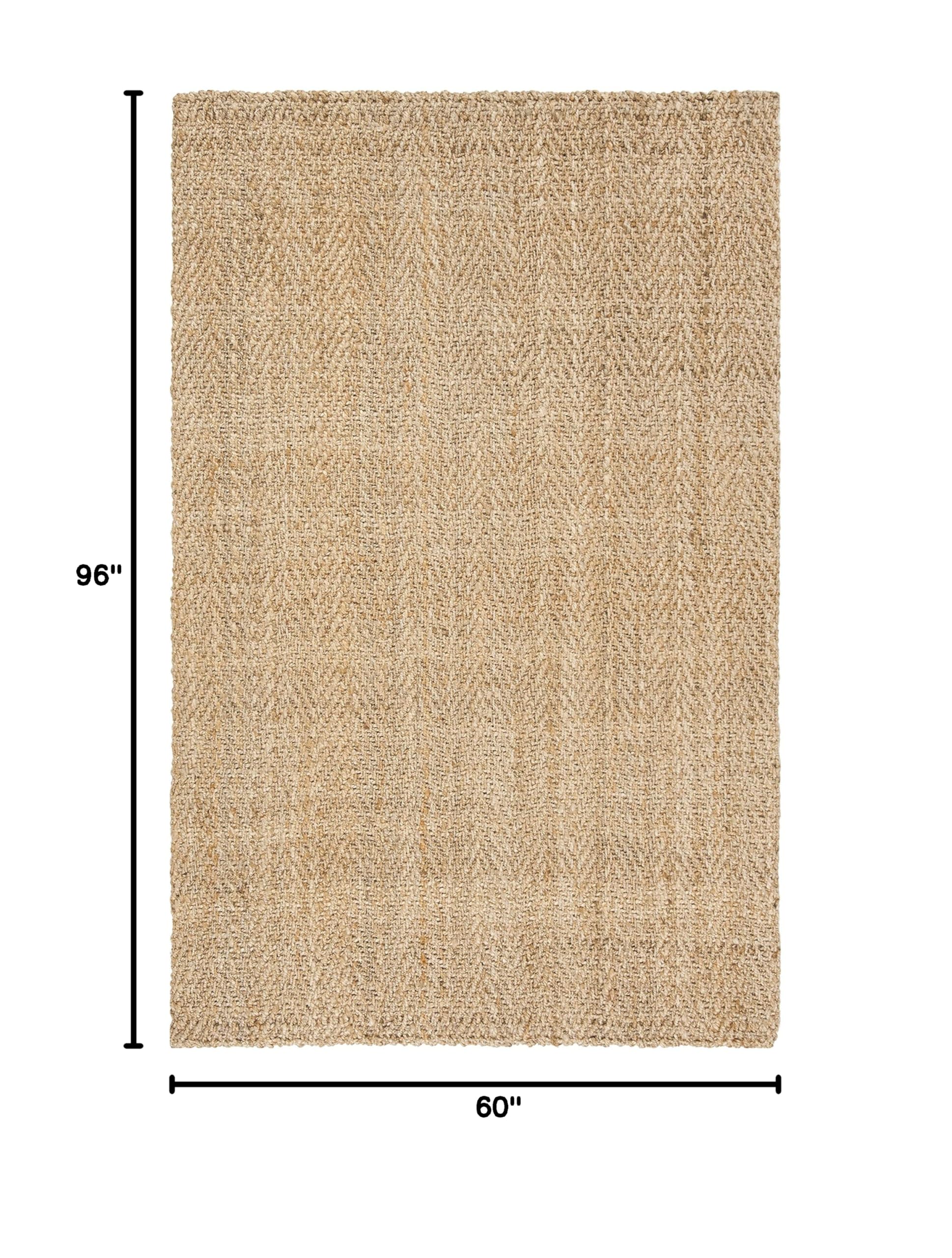 SAFAVIEH Handmade Jute Area Rug 5x8 Feet - Natural Fiber Collection, Braided Design, Non-Shedding, Durable Floor Covering for High Traffic Areas - Perfect for Living Room, Bedroom, Dining Room & Home Office (NF263A)