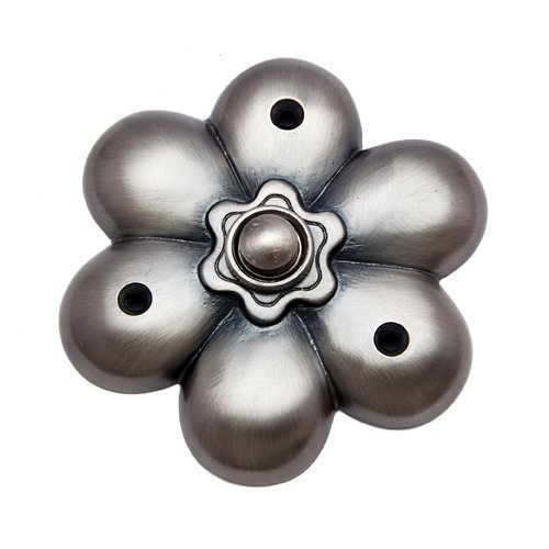 Vintage Brass Decorative Flower Bell Push - Antique Brushed Nickel Doorbell Button for Victorian Homes & Cottage Style Entryways | Perfect for Front Doors, Garden Gates & Farmhouse Décor