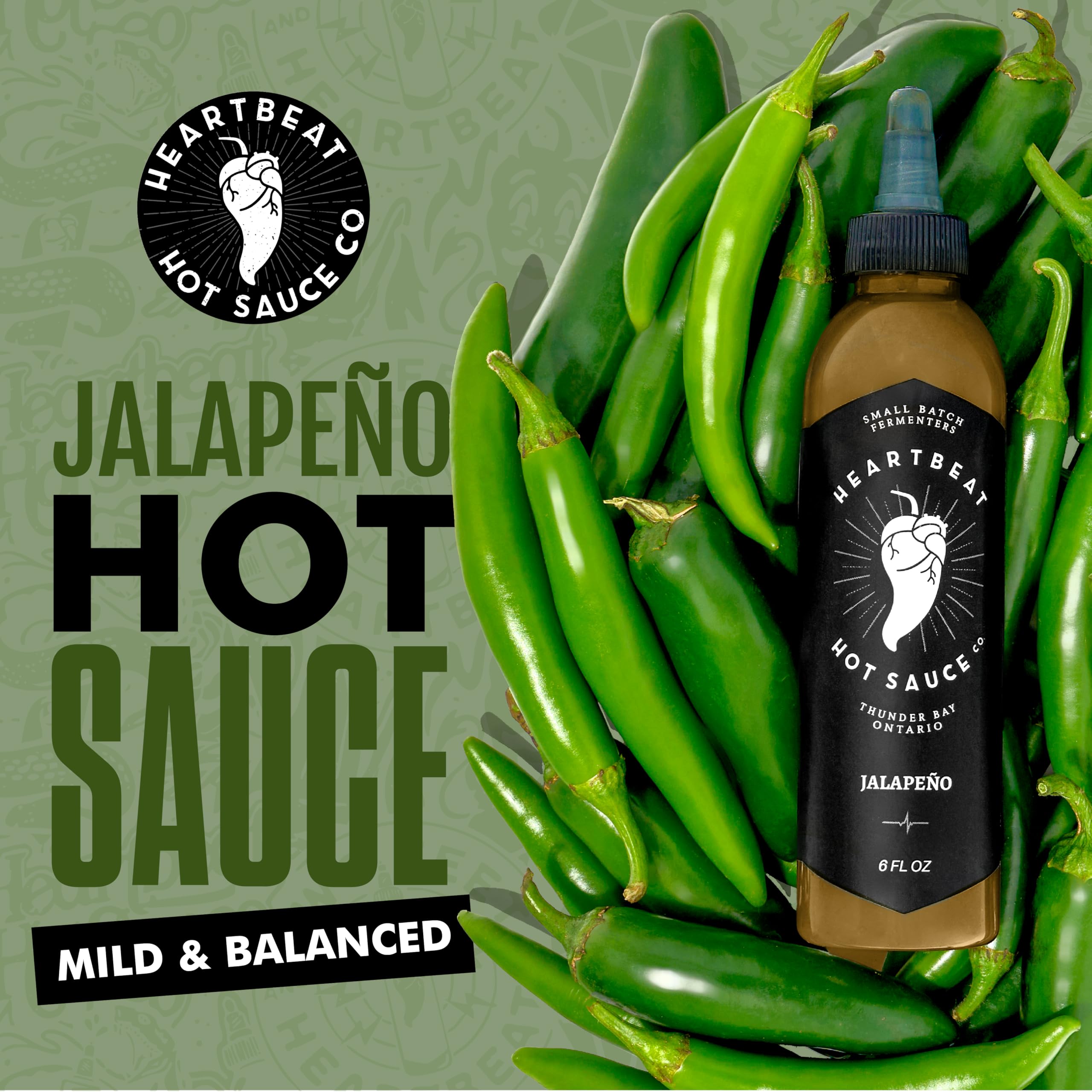 Heartbeat Hot Sauce Co. | Jalapeno Hot Sauce - 6 oz Bottles (3-Pack) | Perfect for Tacos, Wings & Bloody Marys