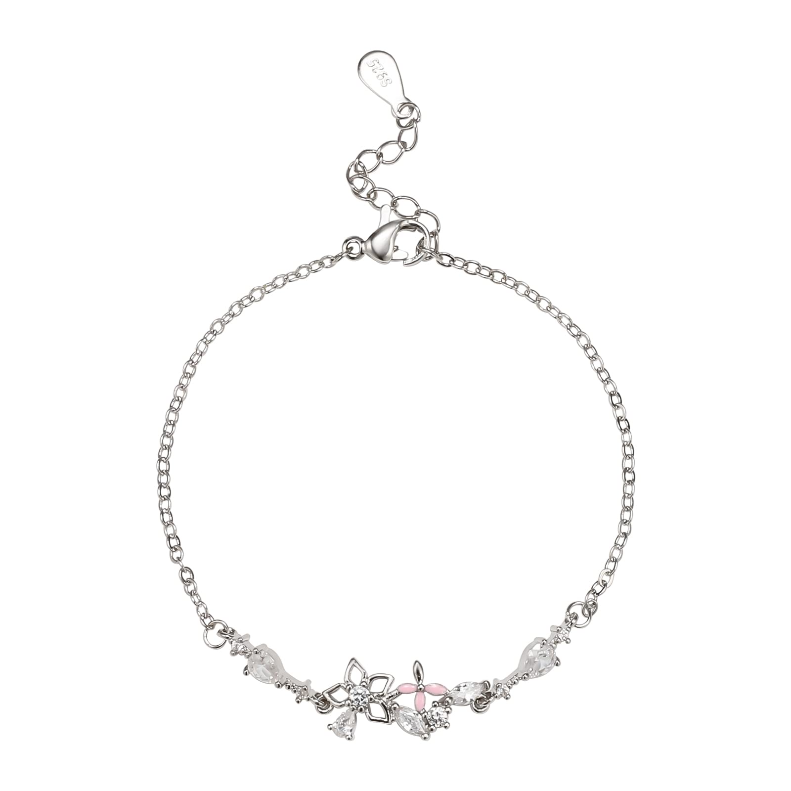 Silver Floral Bracelet for Women - Sunflower Heart Charm Jewelry Gift for Birthday, Mother's Day | Summer Fashion Accessory