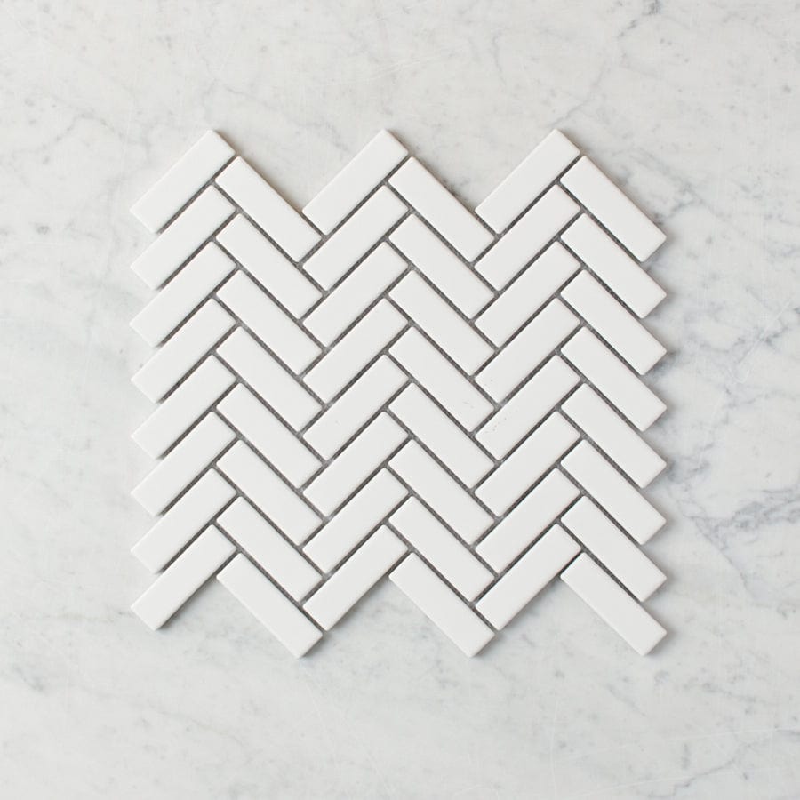 Premium Wellington Matte White Herringbone Tile - 12x24 Inch Ceramic Wall & Floor Tile - Waterproof & Durable for Kitchen Backsplash, Bathroom, Shower, and Entryway