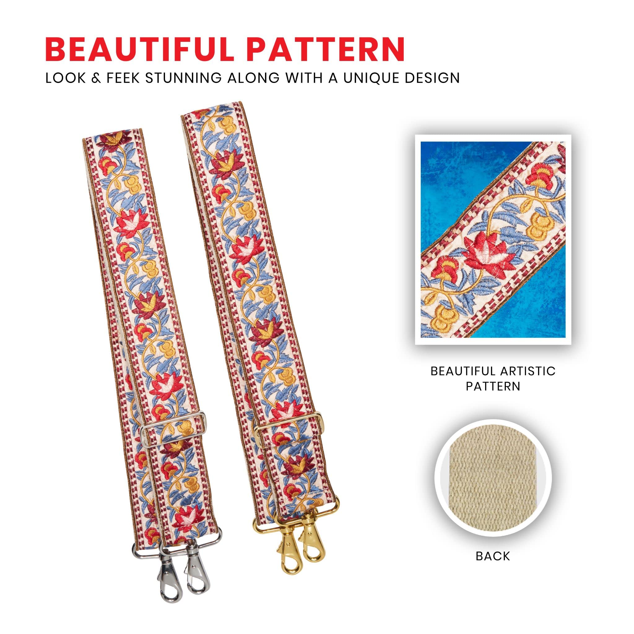Art Tribute Adjustable Woven Handbag Strap - Replacement Purse & Crossbody Bag Strap for Women - Perfect for Shoulder Bags, Tote Bags & Guitar Cases