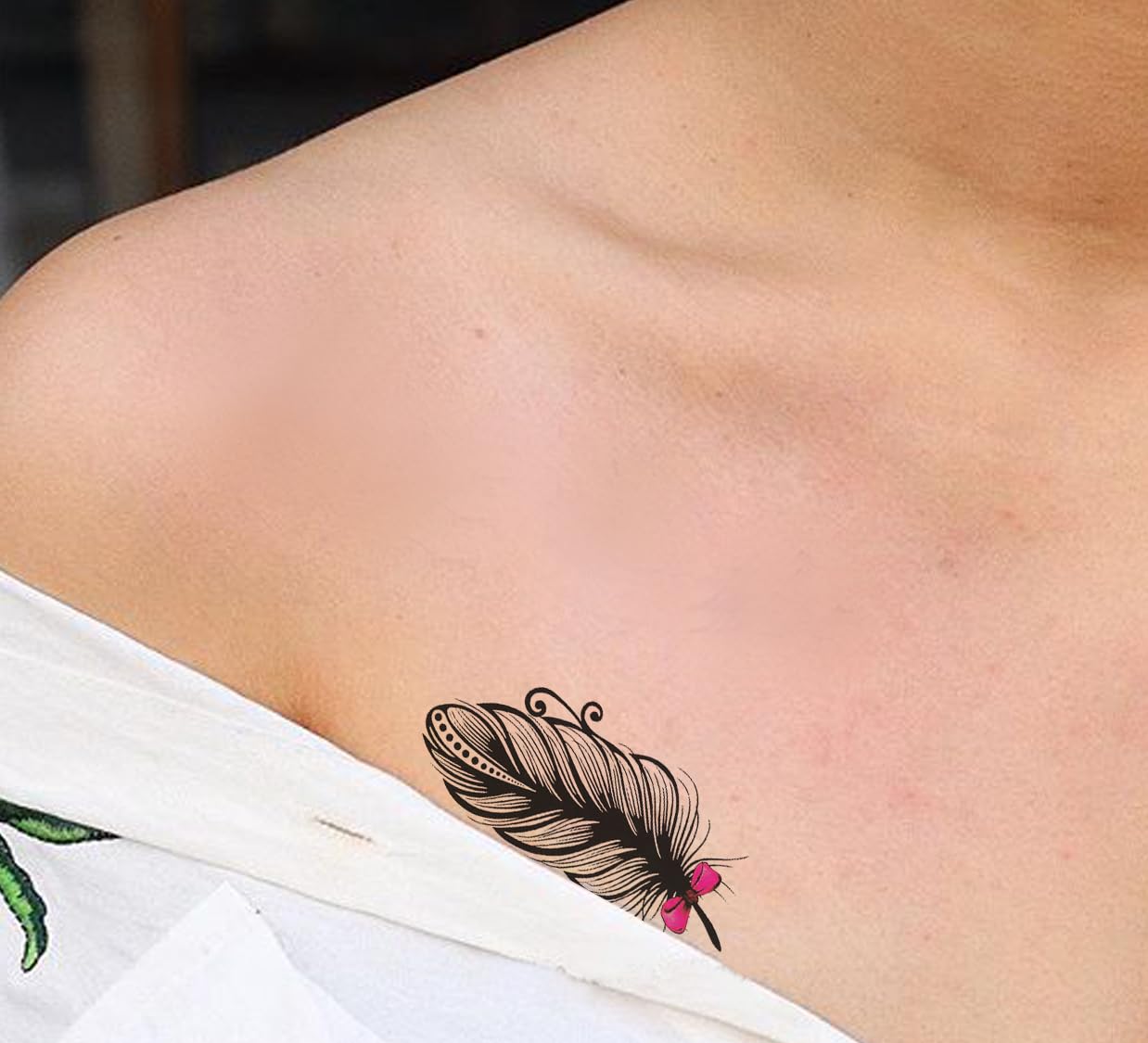 Waterproof Temporary Tattoo Stickers for Men & Women - 3D Realistic Flowers, Butterflies, Stars, Angels, Wolves & Words (60mmX105mm) - Perfect for Parties, Halloween, Cosplay & Body Art