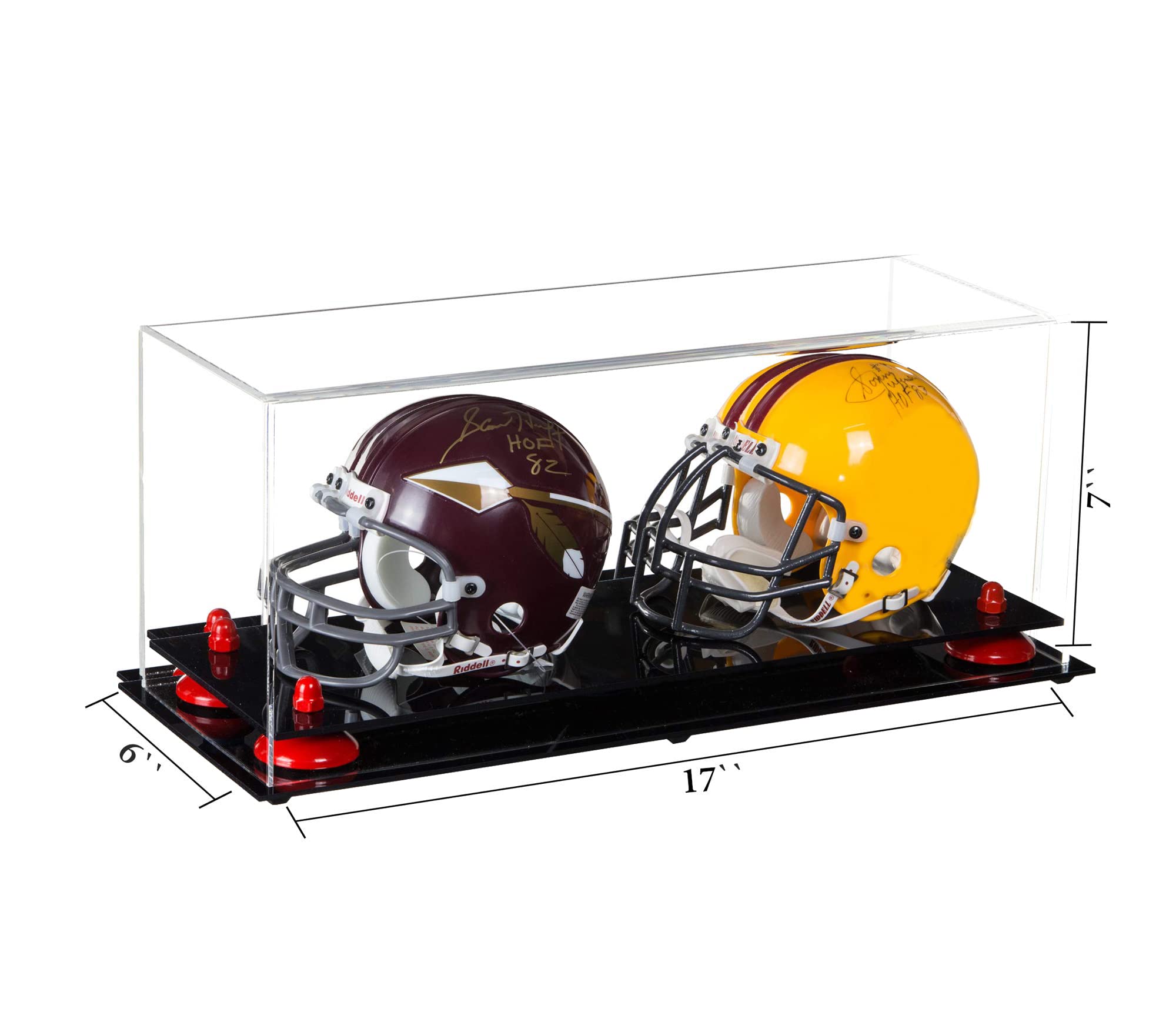 Mini Football Helmet Display Case - Acrylic Double Mini Helmet Holder for Collectibles & Decoration - Perfect for Sports Memorabilia, Office Desk, or Man Cave Display